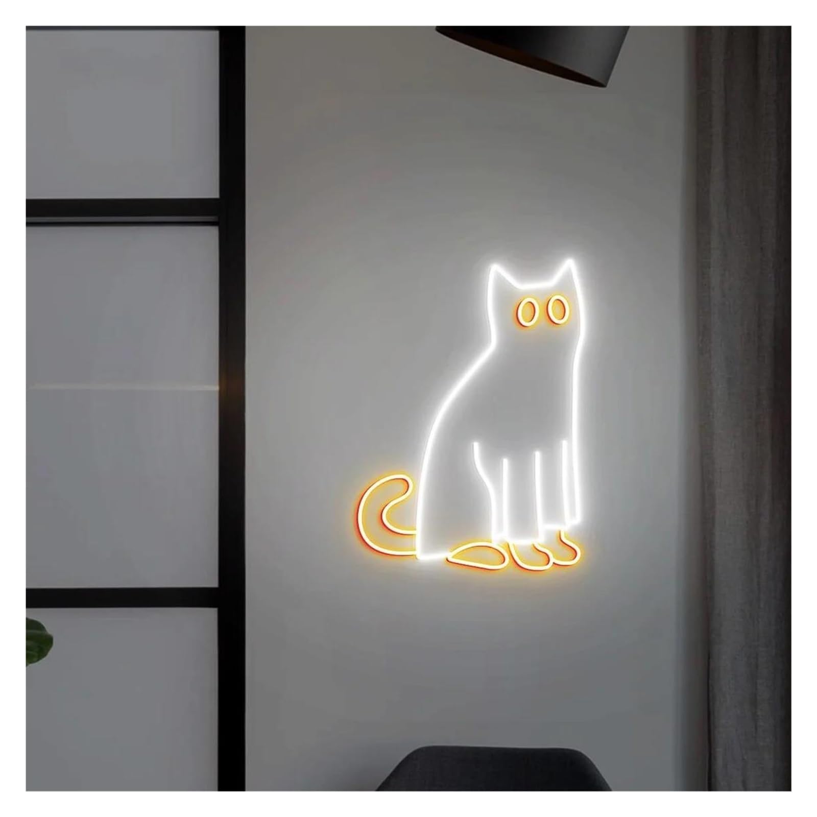 LEMST Signs Lamp Ghost Cat Neon Sign, Adjustable Brightness Animal Lights Suitable for Club Bistro Decor(F,36cmx46cm)