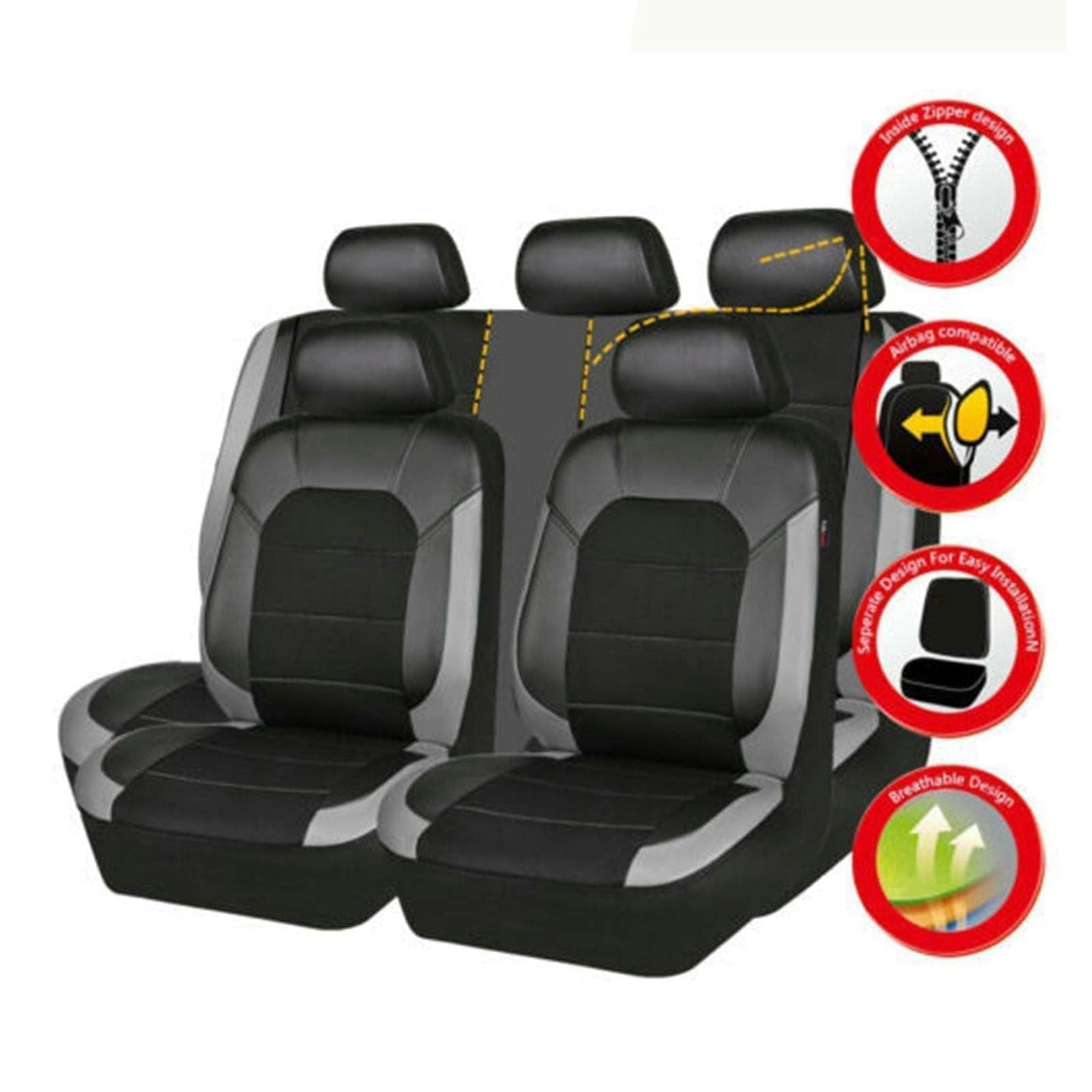 Pokrowce na fotele samochodowe, kompletny zestaw dla Hyundai Tucson NX4/ Hybrid/N-Line 2021-2023 2024 2025 2026, skórzane pokrowce na przednie i tylne siedzenia samochodowe, zestaw pokrowców