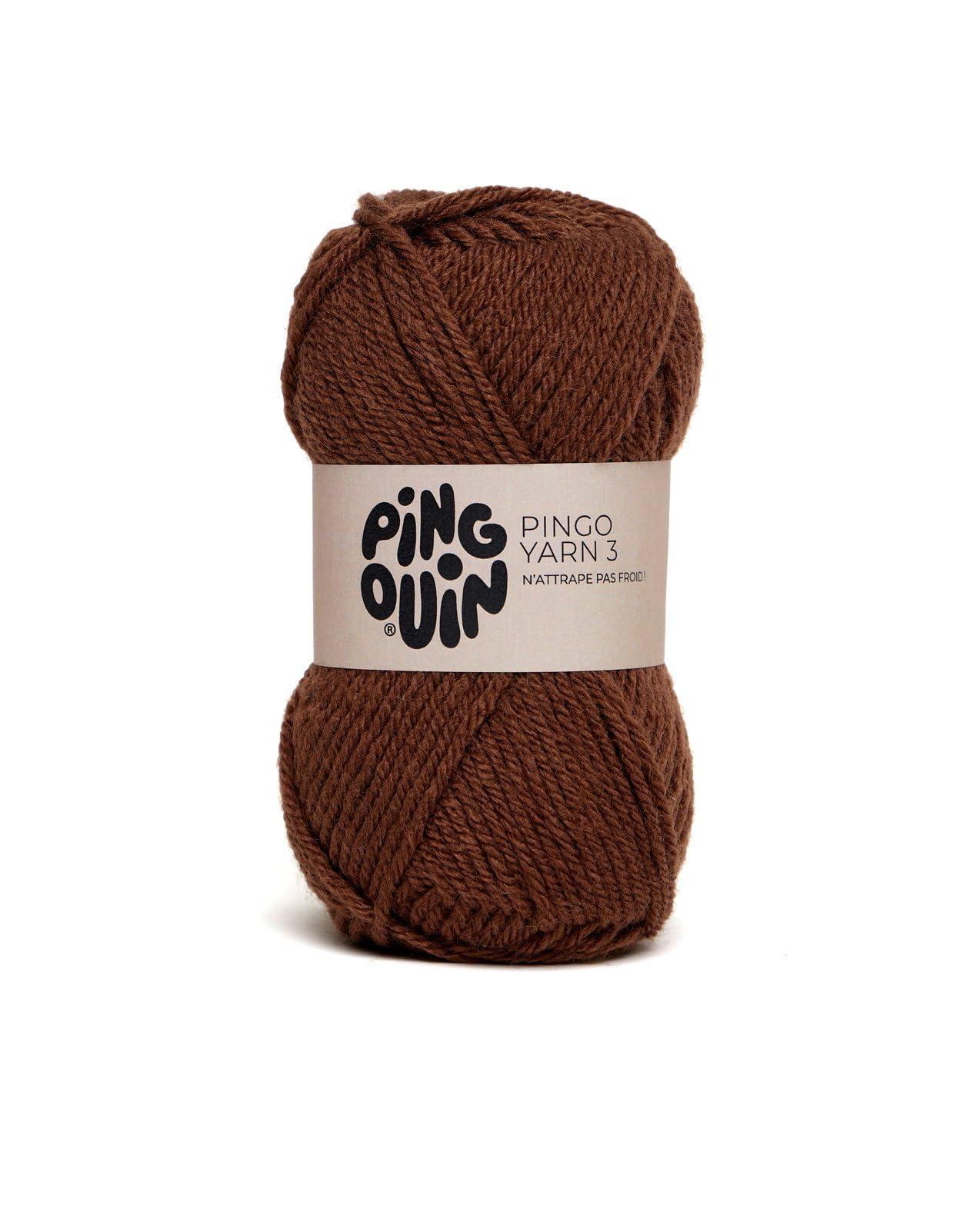 Pingouin - Pelote de Laine PINGO YARN 3 de 50g - Laine à Tricoter - 80% ACRYLIQUE,​20% LAINE - Aiguille n°5 - Couleur CHOCOLAT