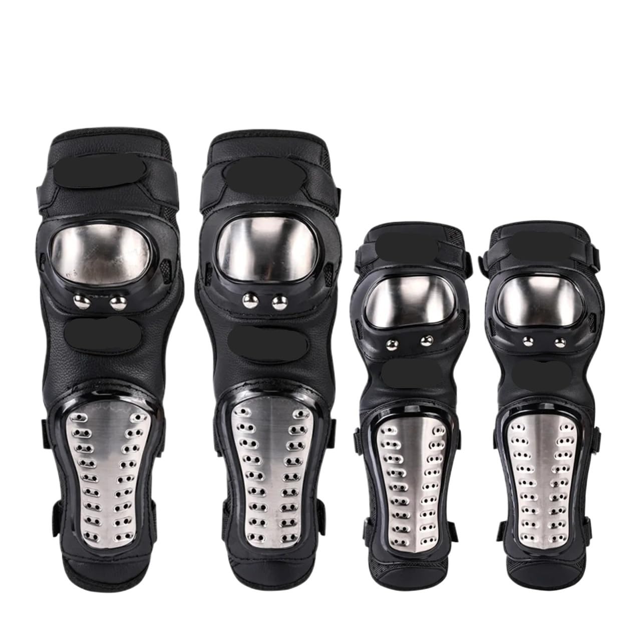 Ginocchiere per moto in acciaio inox, ginocchiere per gomito, protezione da corsa da motocross, equipaggiamento protettivo, protezione per ginocchia (4 pezzi, nero)