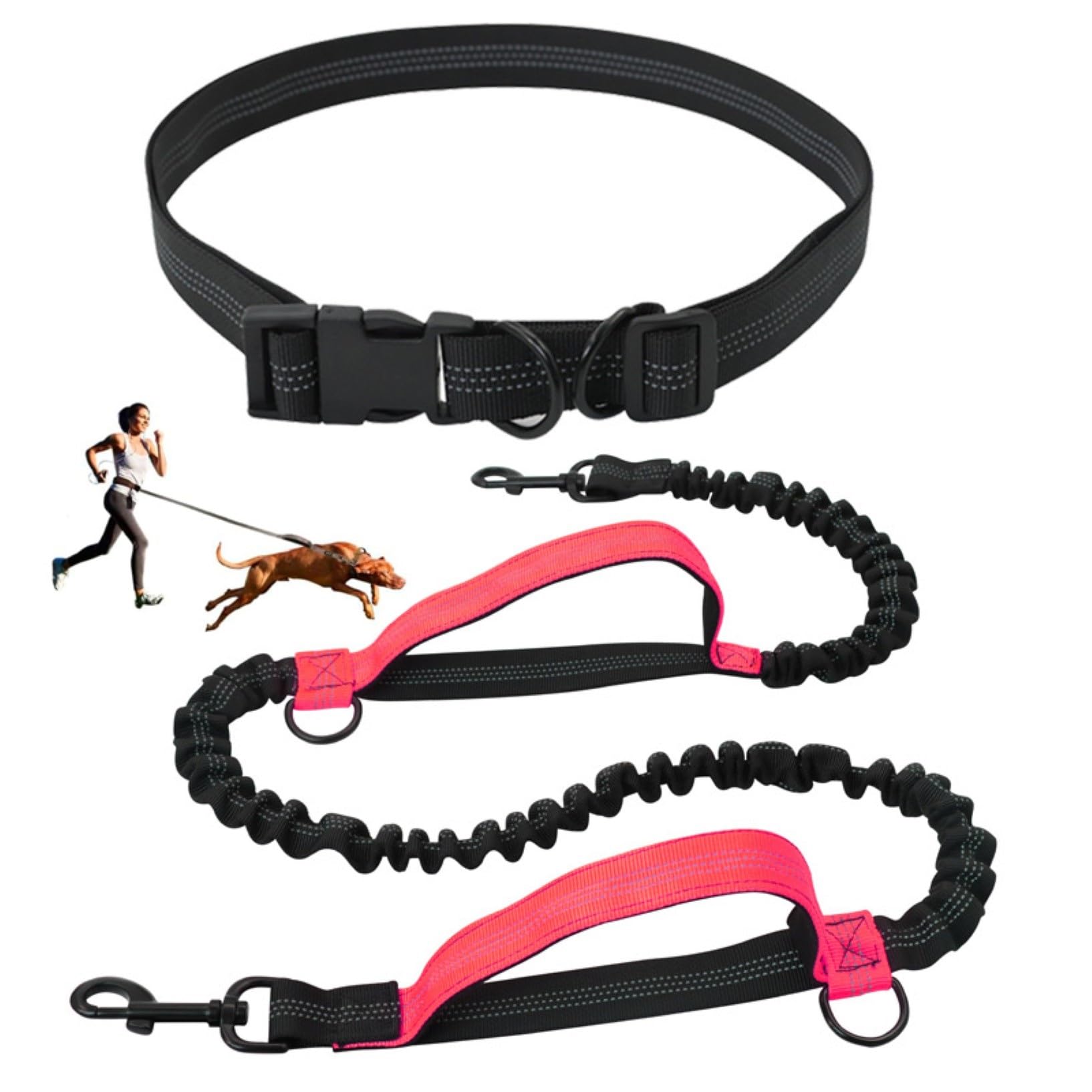 Guinzaglio Per Cani Con Cintura In Vita - Mani Libere, Elastico, Riflettente, Per Jogging E Camminate - Foto 9