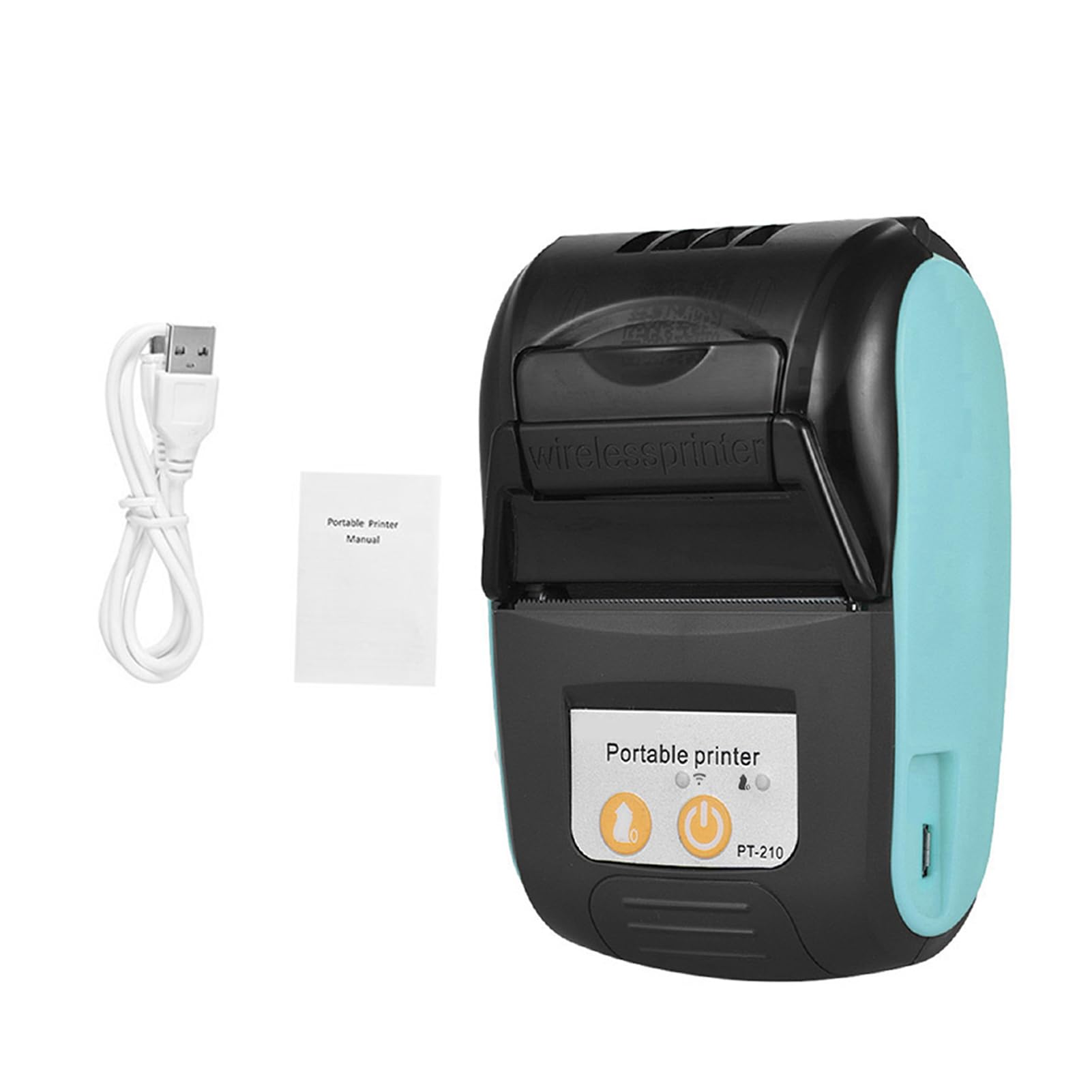 Tragbarer Thermodrucker Pt-210, 58mm BT-Belegdrucker Bondrucker für Einzelhandelsgeschäfte, Restaurants, Fabriken, Logistik, 1 Rollen Papier, Geeignet für iOS für Android