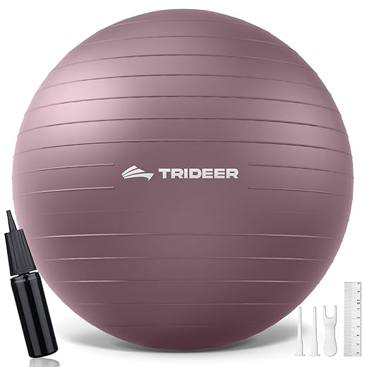 Trideer Yoga Ball - Exercise Ball for Workout pilates Stability - Anti-Burst and Slip Resistant for physical therapy, Birthing, Stretching & Core Workout, Office Ball Chair, Flexible Seating, Home Gym