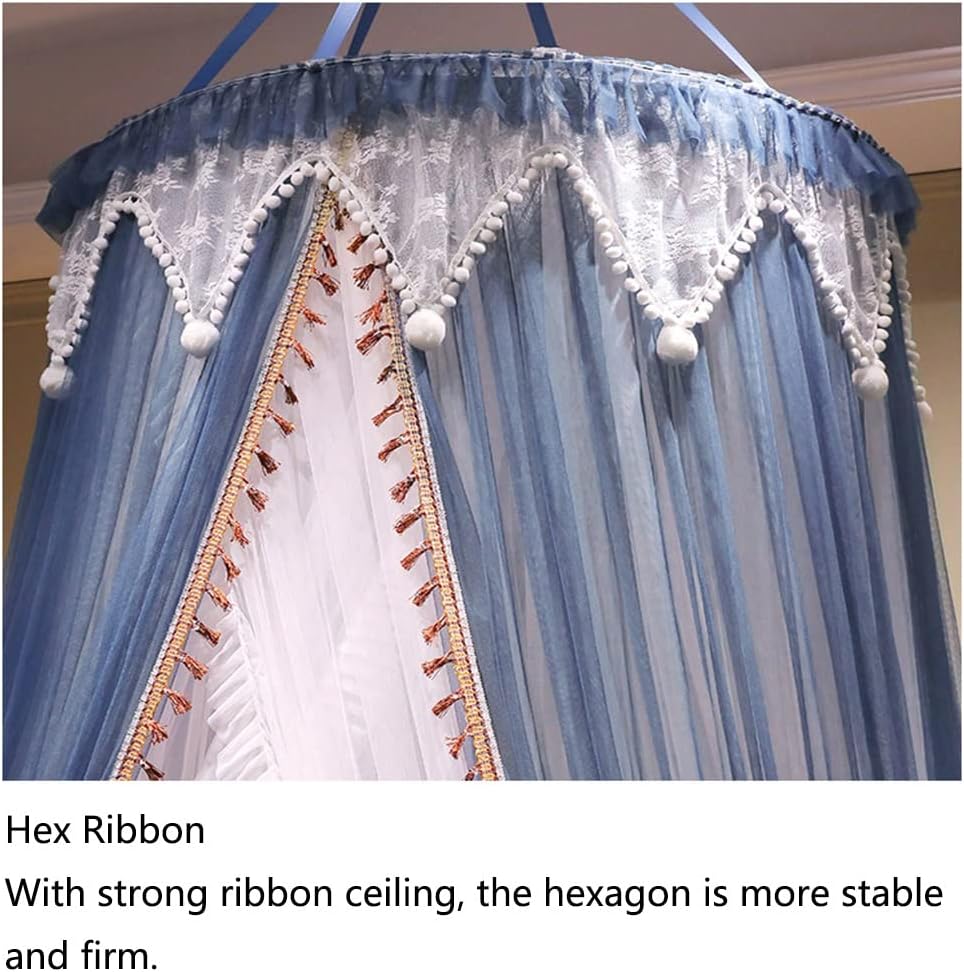 Portable Foldable Mosquito Net Bed Canopy for Single/Double Beds - Ideal for Camping, Travel & Outdoor Use - Blue, Size 1.8m x 2.2m