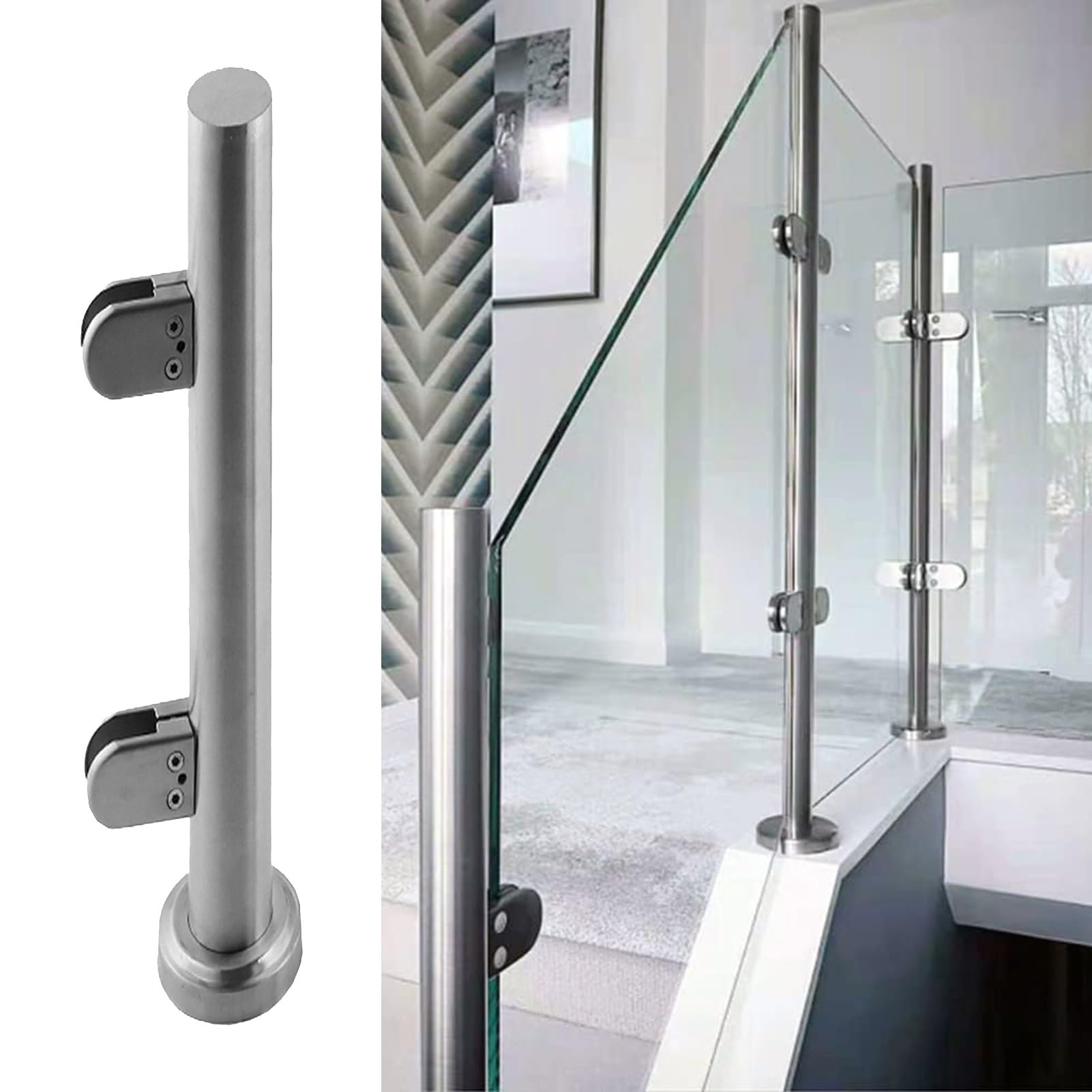 Clôture de serrage pour main courante en verre ronde avec poteau de balustrade argenté de balcon
