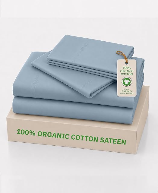 California Design Den California Design Den 100% Organic Cotton Sateen California King Sheets Set