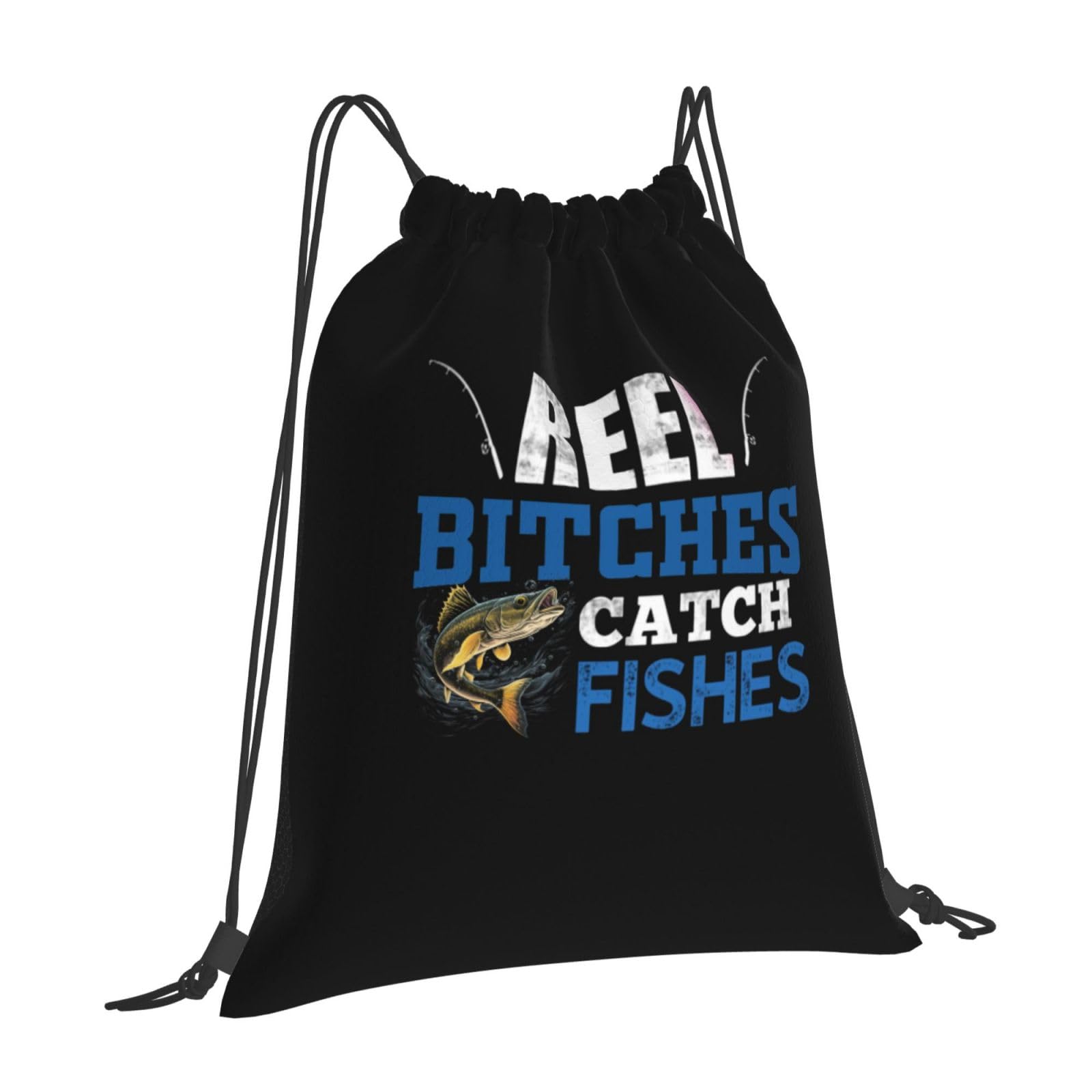 Qauirfe Reel Bitches Catch Fishes Fishing Outdoor Drawstring Bags Gym Bag Fashion Simple, Suitable For Men And Women, Young And Old