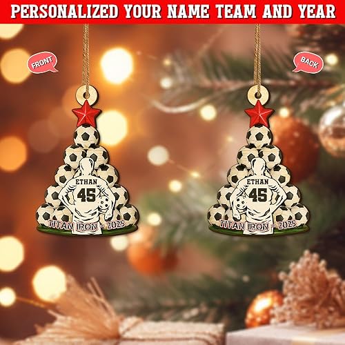 Miniatura 3 de Adornos de Navidad deportivos personalizados, adorno de madera impreso plano en 2D para el árbol de Navidad, decoración de fiesta de Navidad para el