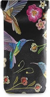 ZZAEO Beautiful Hummingbirds Tropical Exotic Flower Sunglasses Pouch Squeeze Top Portable Microfiber Leather Eyeglass Case Accessories for Women Girl