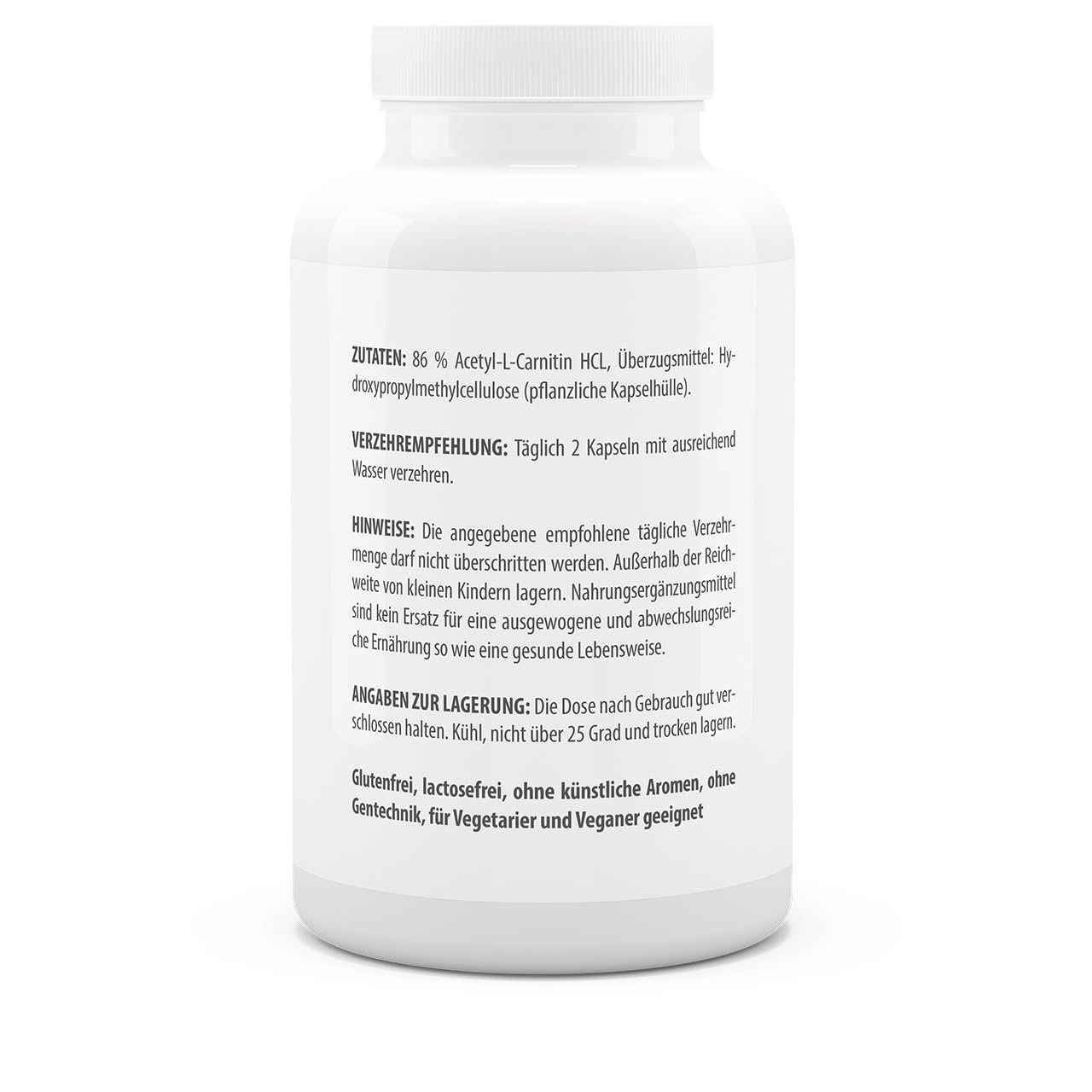 vitaworld Acetyl-L-Carnitin HCL, hochdosiert 1500mg reines L-Carnitin pro Tagesverzehrmenge, vegan, hohe Bioverfügbarkeit, 120 Kapseln