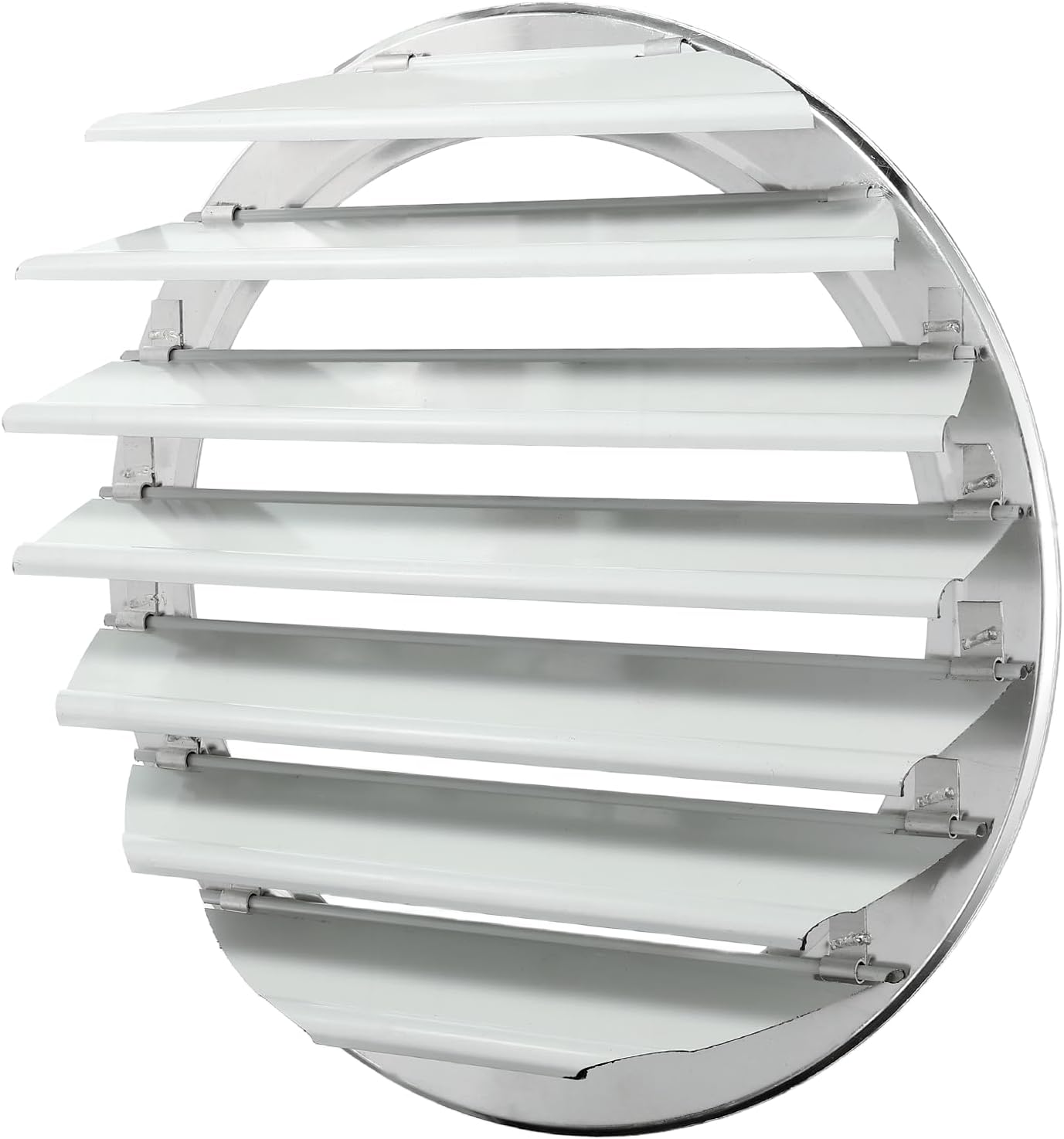 PATIKIL 14 Inch Aluminum Vent Cover, Louver Shutter Exhaust Fan Louvered Vent Automatic Gravity Round Grill Self-Closing Vent Cover for Greenhouse Industrial Exhaust HVAC System, White