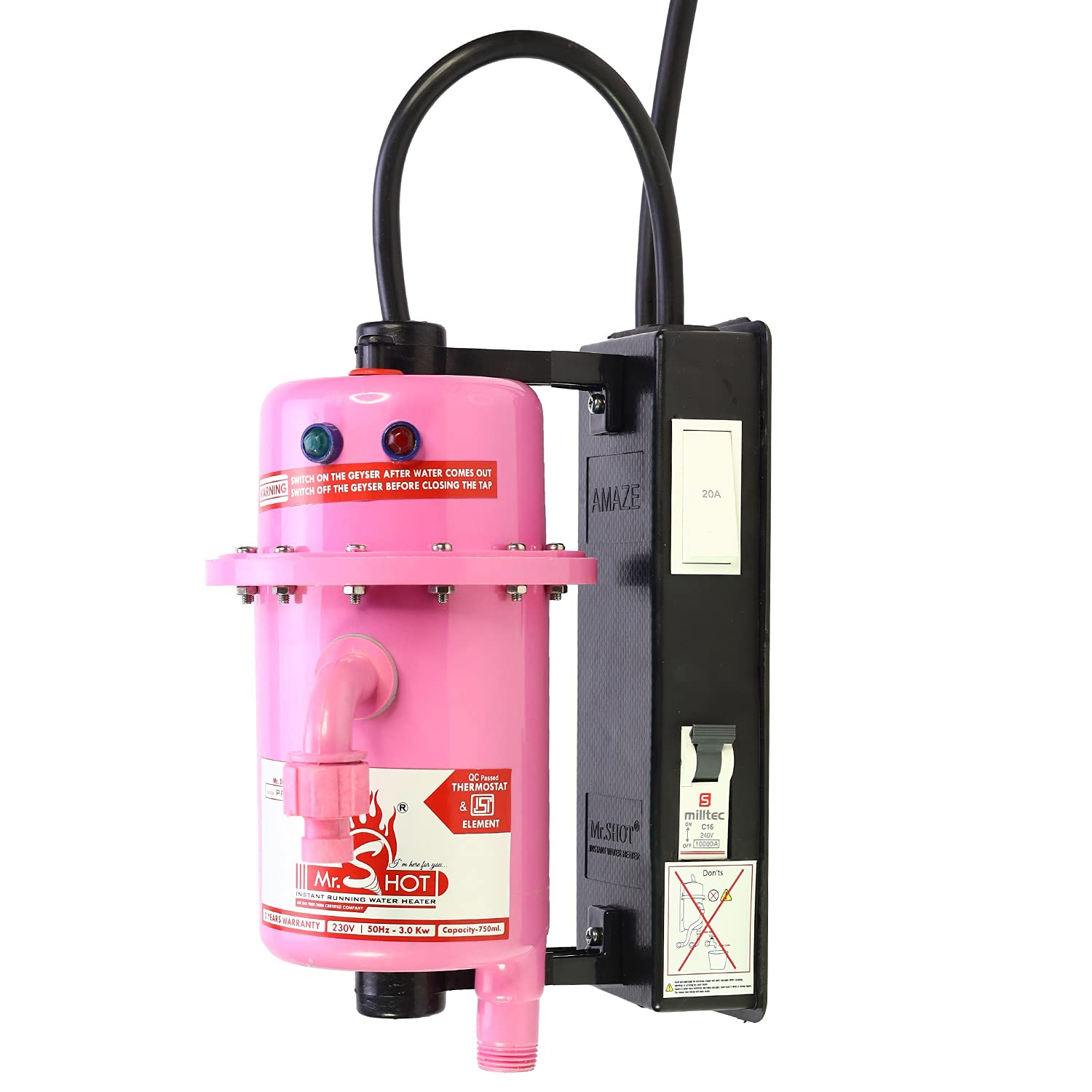 Mr.SHOT® AMAZE Fitted with Miniature Circuit Breaker and ON OFF Switch/Made of First Class ABS Plastic/Water Inlet and Outlet Threaded Model/Manual Reset Model/Color ROSE-image-10