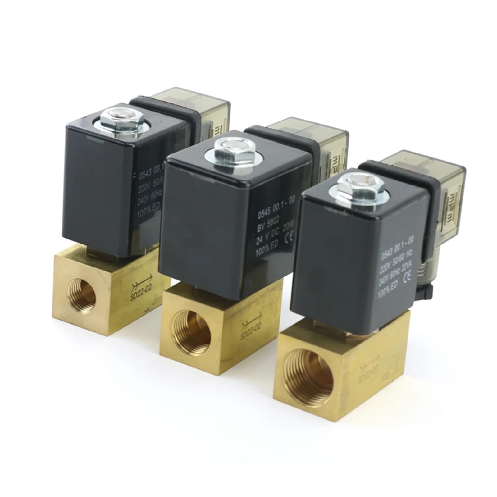 Normalnie zamknięty mosiężny zawór elektromagnetyczny 3/8", 1/2", 1/4", 220V, 24V, 12V (1/2", DC24V)