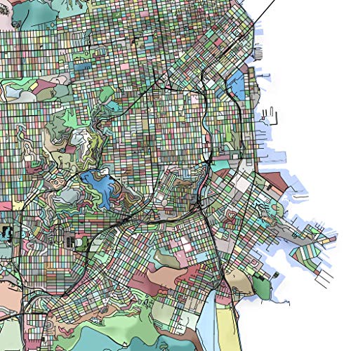 San Francisco Map Art Print 8X10, City Map Poster Large 24X36, Handmade Topographic California Colorful Art Wall Decor By Maps As Art #TOP7