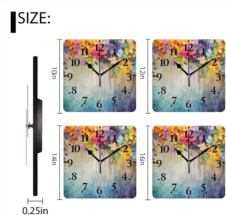 Battery Operated Wall Clocks Hanging Orchids and Flowers with Colorful Blooms Cascading Silent Non-Ticking Decor Clock with Photo for Bathroom,Office(14inch)