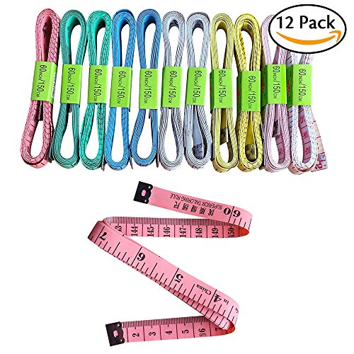 12pcs suave cinta métrica de costura cinta métrica, cinta métrica Flexible medidas cartucho para Medical cuerpo de medición cinta métrica de costura, para las mediciones, 60 - pulgadas/150 cm Cover