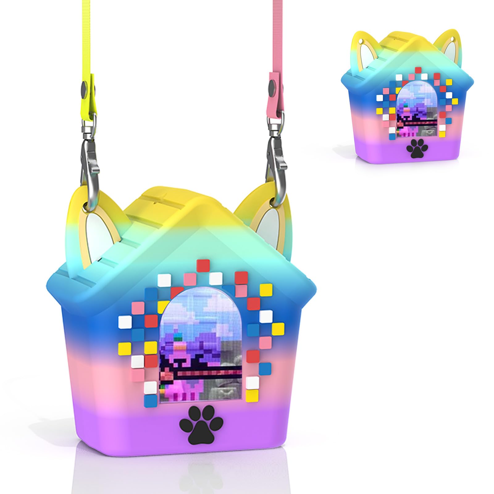 Compatible con Bitzee Doghouse, funda de silicona con correa, resistente a los golpes y a los arañazos, material de silicona suave y segura, ideal para niños (rosa) — view 9