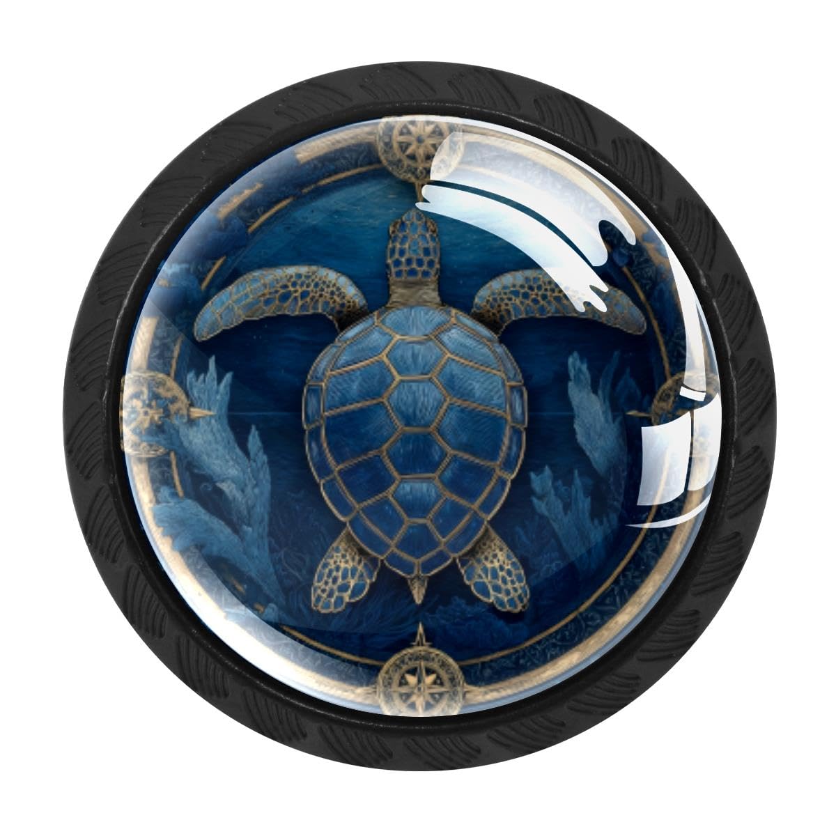 Heoeh Multi 6 4 Pcs Cabinet Knobs, Blue Sea Turtle Compass Drawer Knobs Dresser Handles