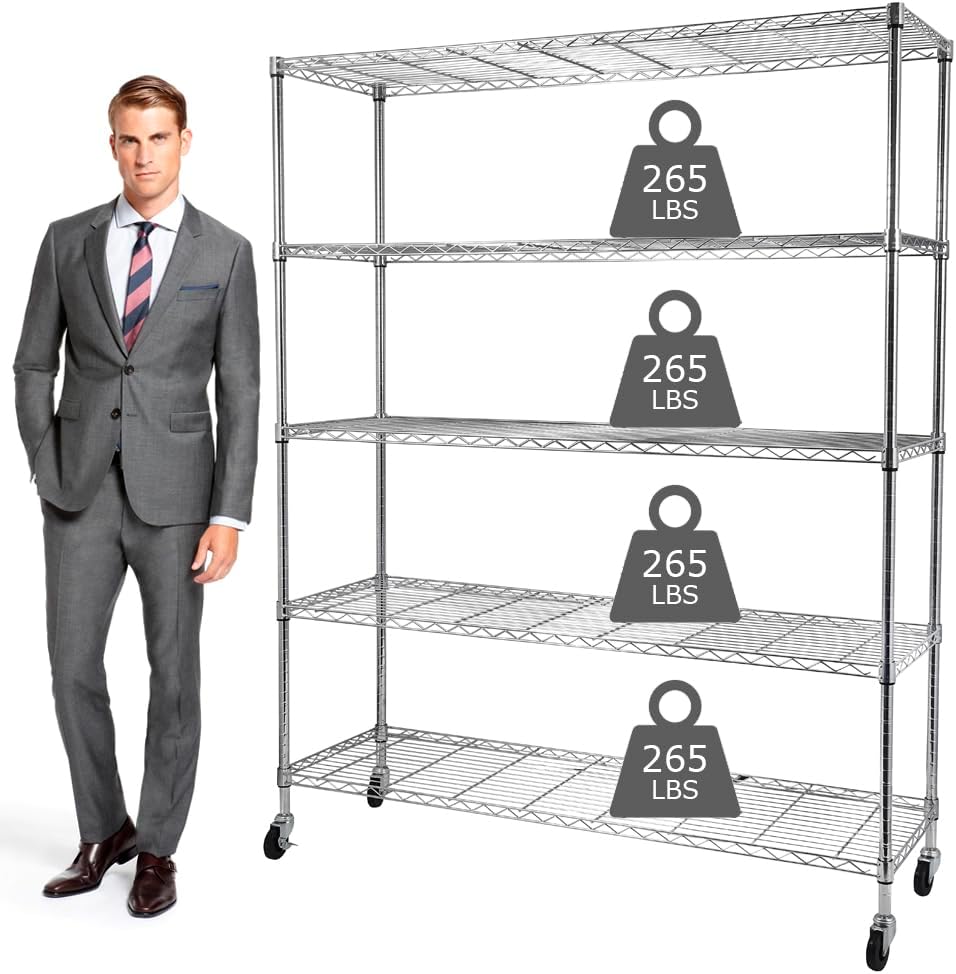 BestOffice 18x48x72 Wire Shelving with Commercial Wheels 6