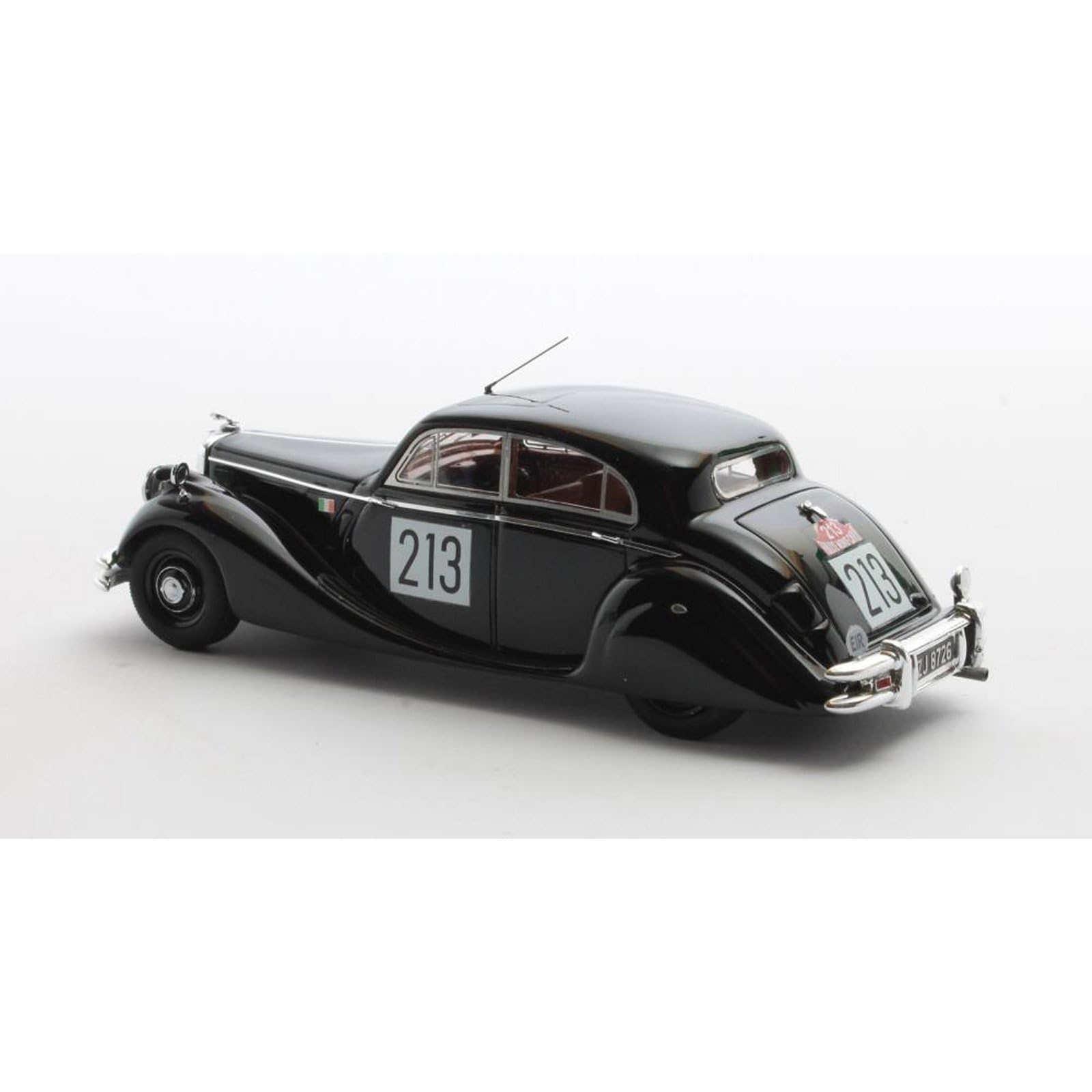 Jaguar Mk V No.213 Monte Carlo Rally 1951 Modellino in Diecast Scala 1:43, Nero, con Vetrina