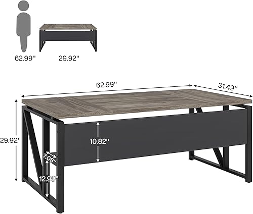 Miniatura 2 de Tribesigns Escritorio para computadora de 63 pulgadas con estante inferior, escritorio de oficina en casa, mesa de escritura para estación de