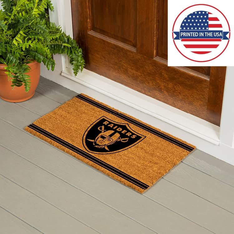 Team Sports America NFL Las Vegas Raiders Natural Coir Door Mat | Indoor and Outdoor Entryway | 28 x 16 Inches | Non Slip Back | Welcome Floor Mats | Muddy Dog Paws | Front Door Entrance Home Décor Las Vegas Raiders-one Color 1'4" x 2'4" (Rectangular) image 5 of 6 B07SKJLBYW