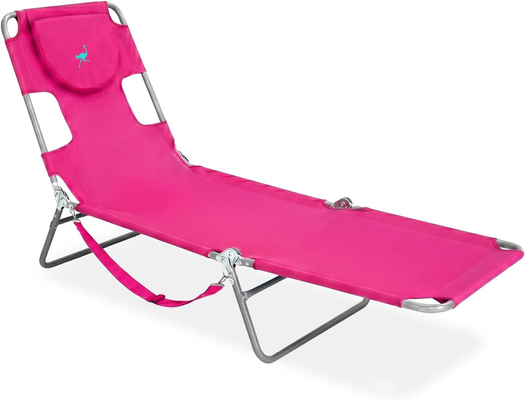 Ostrich 72" x 22" Chaise Lounge Portable Lightweight Reclining Lounger, Outdoor Patio Beach Lawn Camping Pool Tanning Chair, Pink