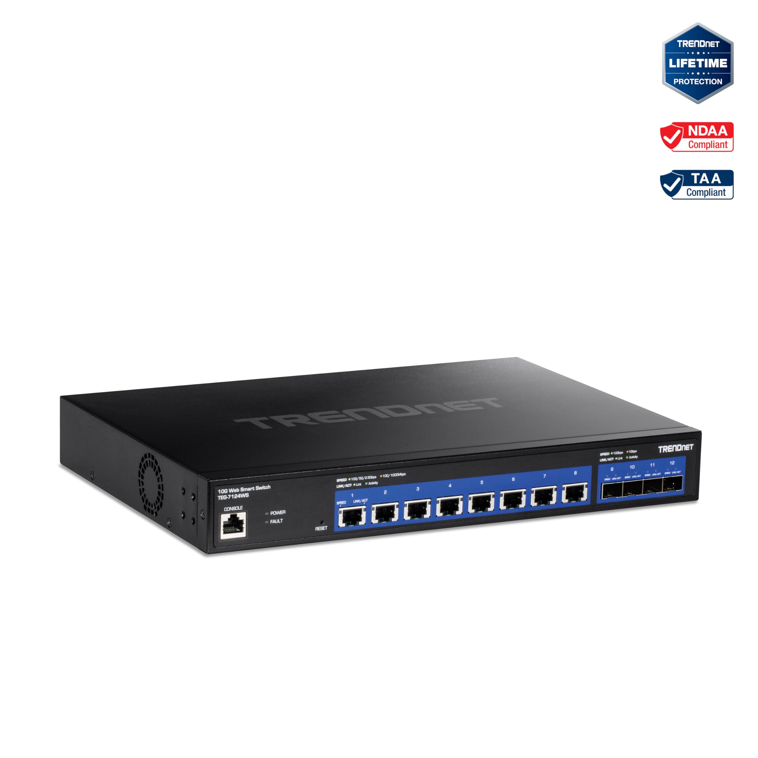 Amazon.com: TRENDnet 12-Port 10G Web Smart Switch, TEG-7124WS, 8 x