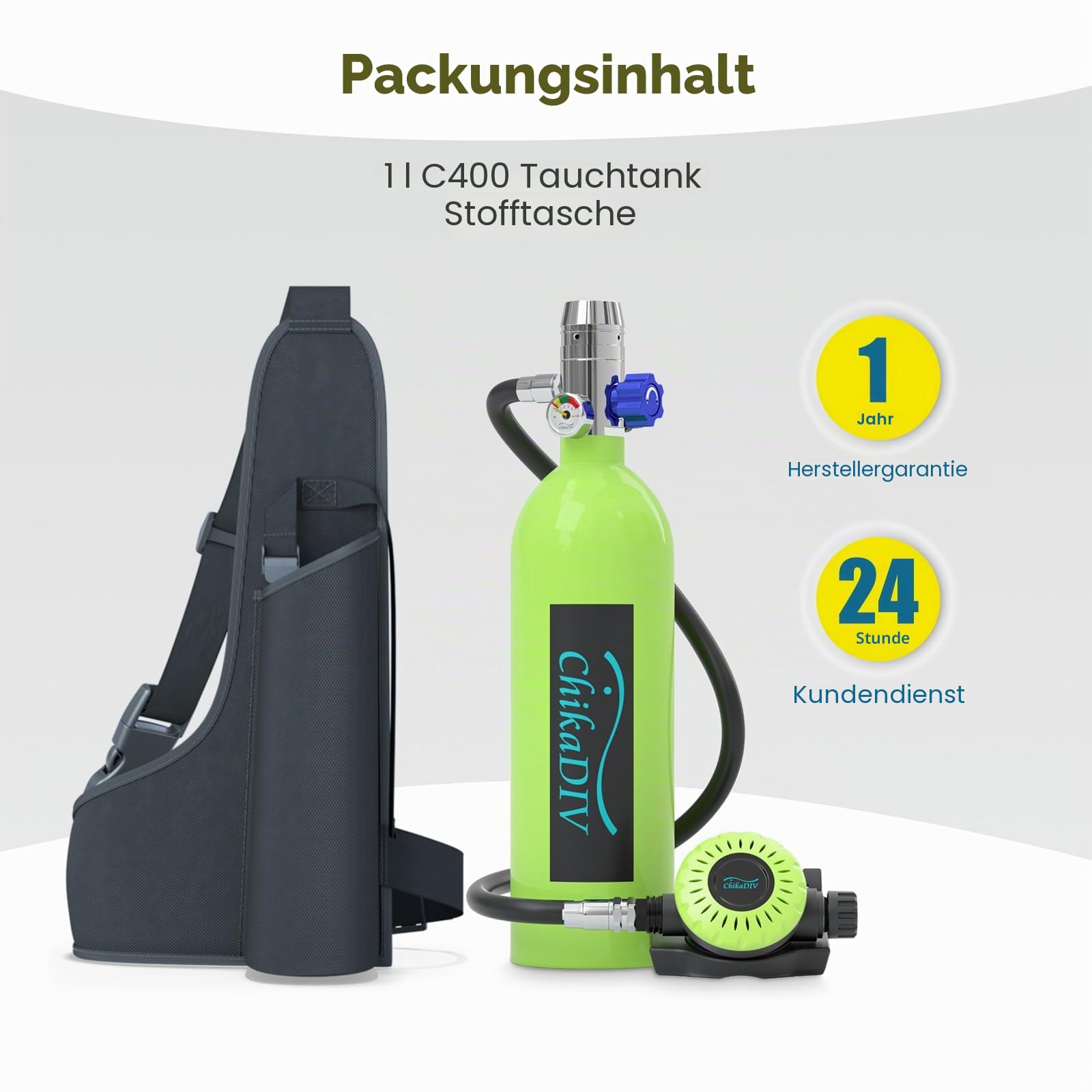 Mini Tauchflasche Sauerstoffflasche 1L Tauchflasche Mini Tauchen Sauerstofftank Taucher Set Tragbare Tauchausrüstung A3 Grün