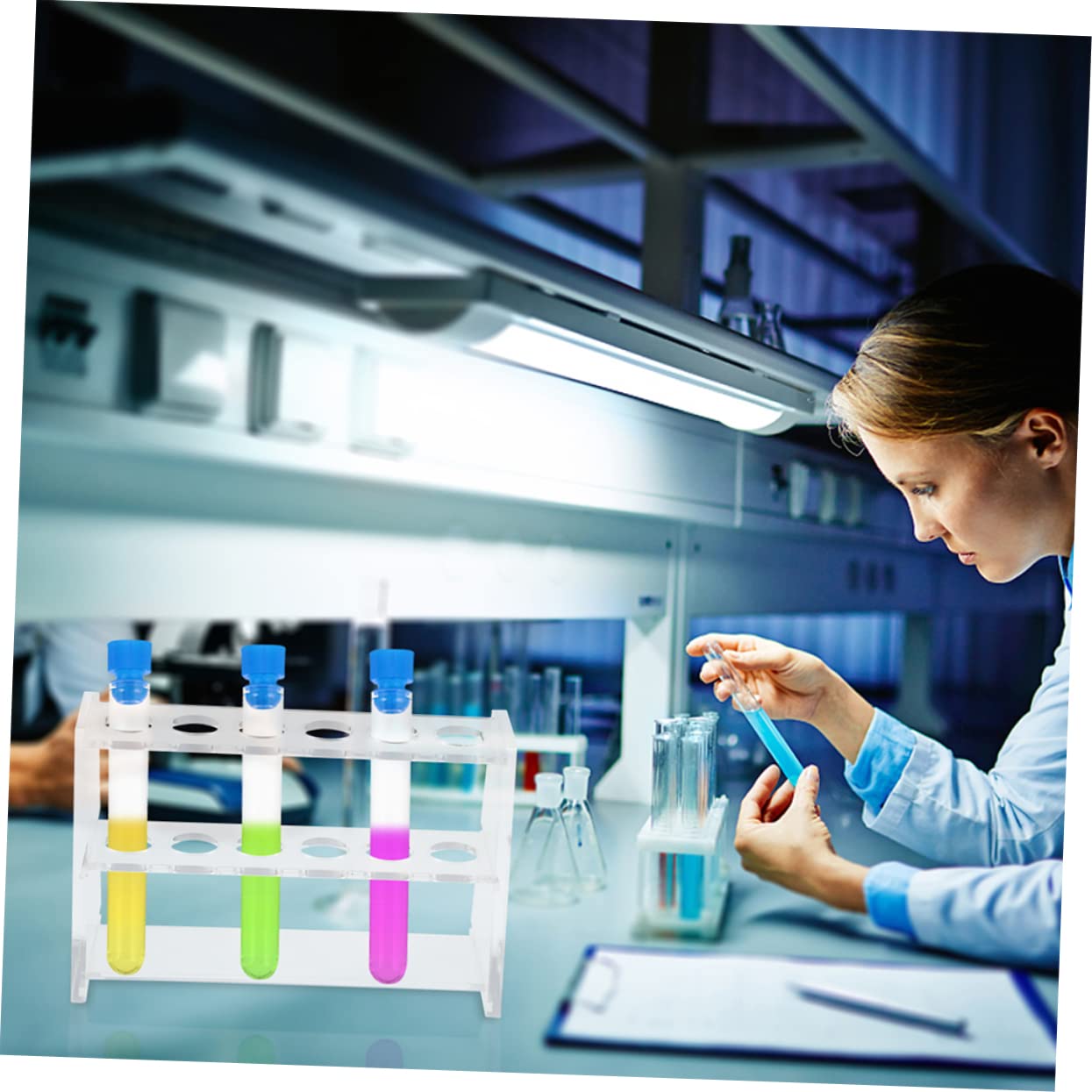 SOLUSTRE 6piezas Gradilla Transparente Para Tubos De Ensayo Organizador De Laboratorio Huecos Para Uso Académico y Científico