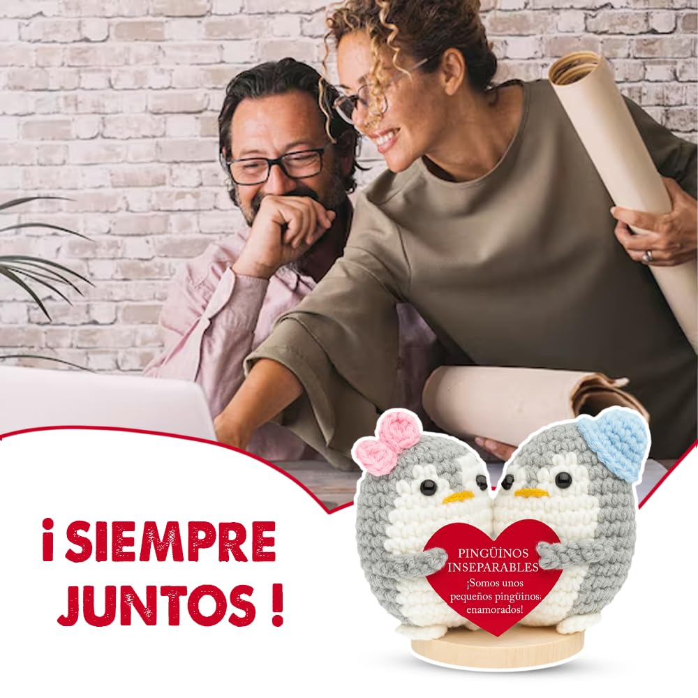 Bramart Pingüinos Enamorados Inseparables, Idea de Regalo Romántico para Pareja San Valentín para él y Ella Cumpleaños Boda Aniversario de Bodas Hombre Mujer Novios Sorpresa de Amor (1, Talla Única)