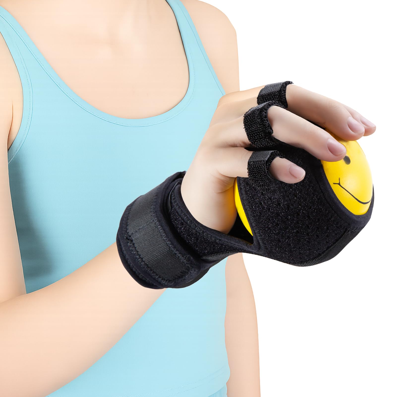 1 PCS Entraîneur De Doigts, Entraîneur D'Musculation Main Avec Doigts écartés, Attelle Anti-Spasticité Avec Balle Reeducation Main, Fingertrainer, Amélioration De La Flexibilité Des Doigts