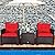 Tangkula 3 Pieces Patio Furniture Set, PE Rattan Wicker 3 Pcs Outdoor Sofa Set w/Washable Cushion and Tempered Glass Tabletop, Conversation Furniture for Garden Poolside Balcony (Red)