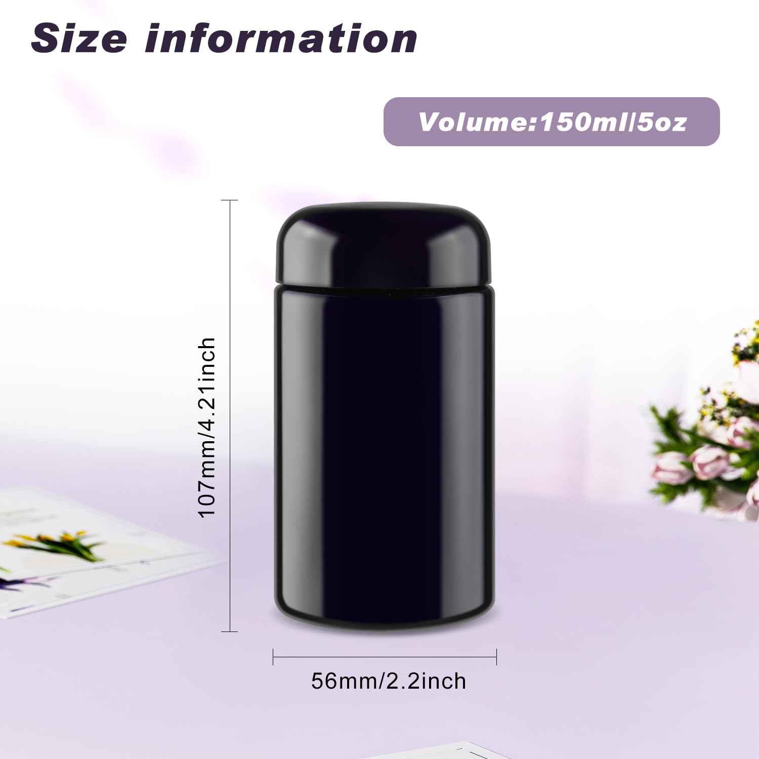 Amazon.com: 2 Pack Black Ultraviolet Glass Jar Empty Airtight