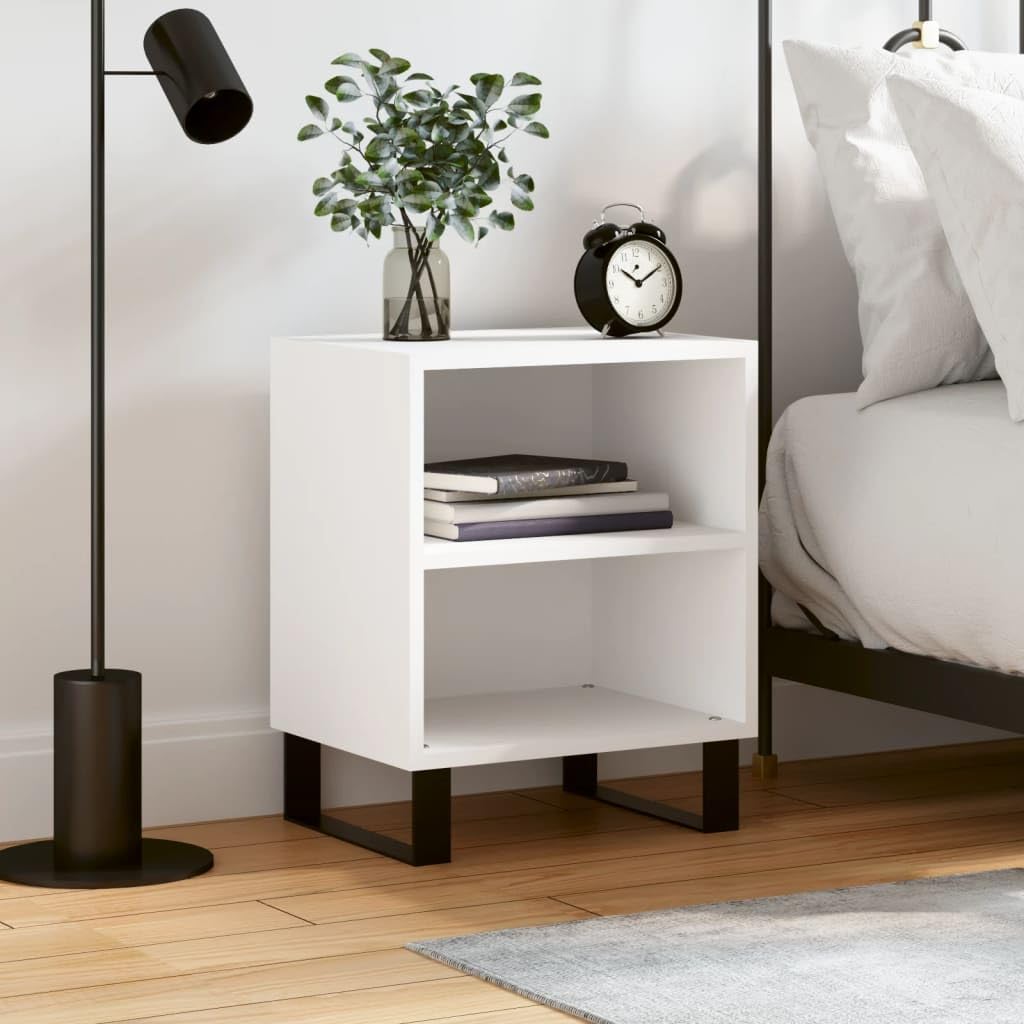 Table de chevet blanche 40x30x50 cm en bois d'ingénierie pour chambre