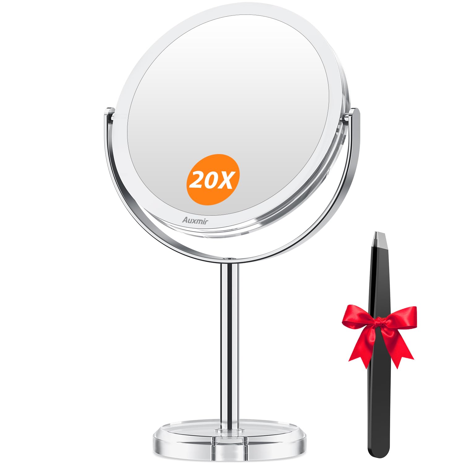 Auxmir 20X Magnifying Makeup Mirror, Double Sided 1X/20X Magnifying Mirror, Tabletop Magnified Vanity Mirror with Magnification, 360° Rotation, Stand for Dressing Table, Bathroom, Bedroom
