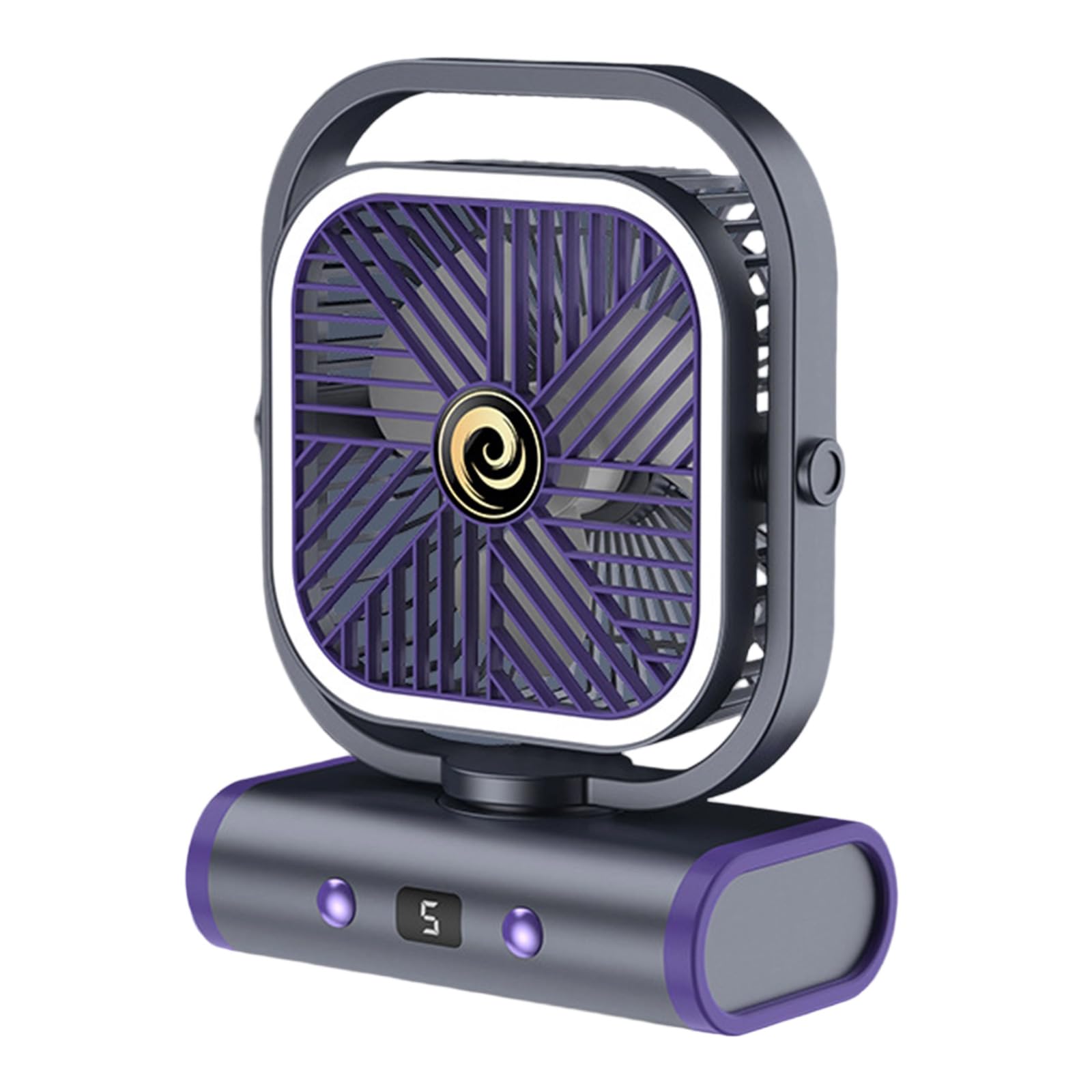 Jazuaiao Portable Desktop Fan with Night Light, USB Rechargeable and 5 Speed Settings, for Dorm Room, Bedside and Small Spaces Quiet Rechargeable Home Desktop Fan