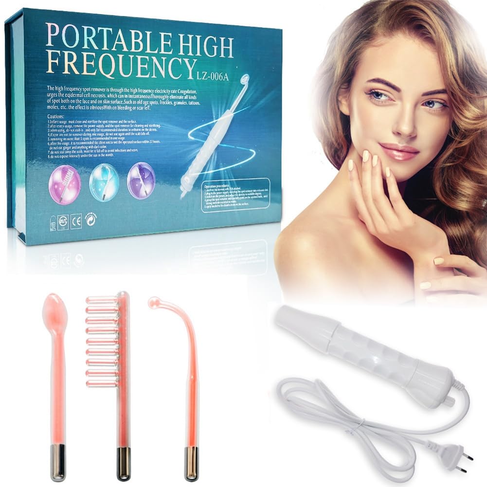 4 en 1 Dispositivo de Belleza de Electroterapia Portátil de Alta Frecuencia Quitamanchas Cuidado de la Piel Spa Derma 4 Violeta Enchufe de la UE