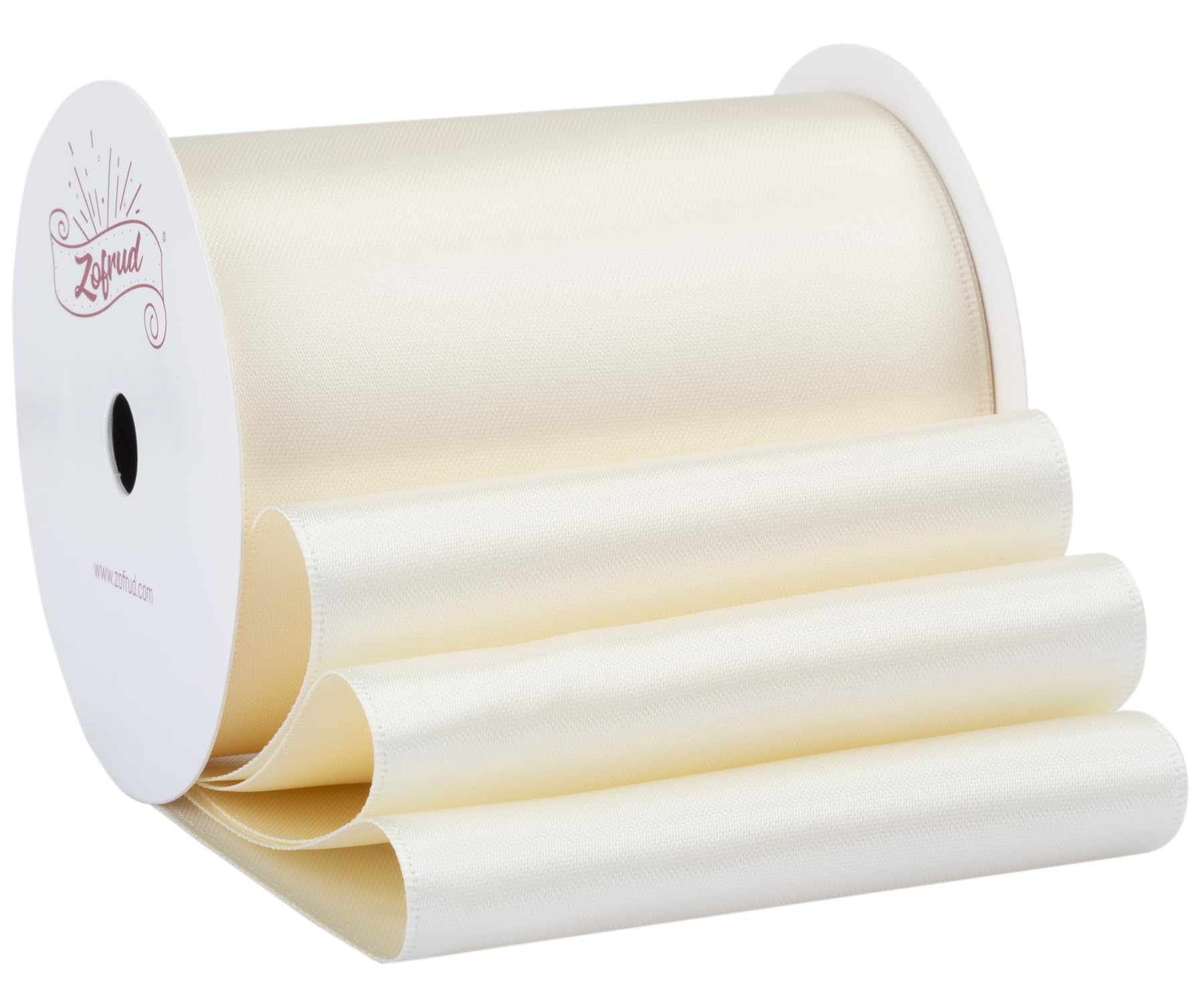 Zofrud Ivory Satin Ribbon 89mm x 9 Meters - Large Ribbon Ideal for Bows, Gift Wrapping, Flower Bouquet, and Crafts