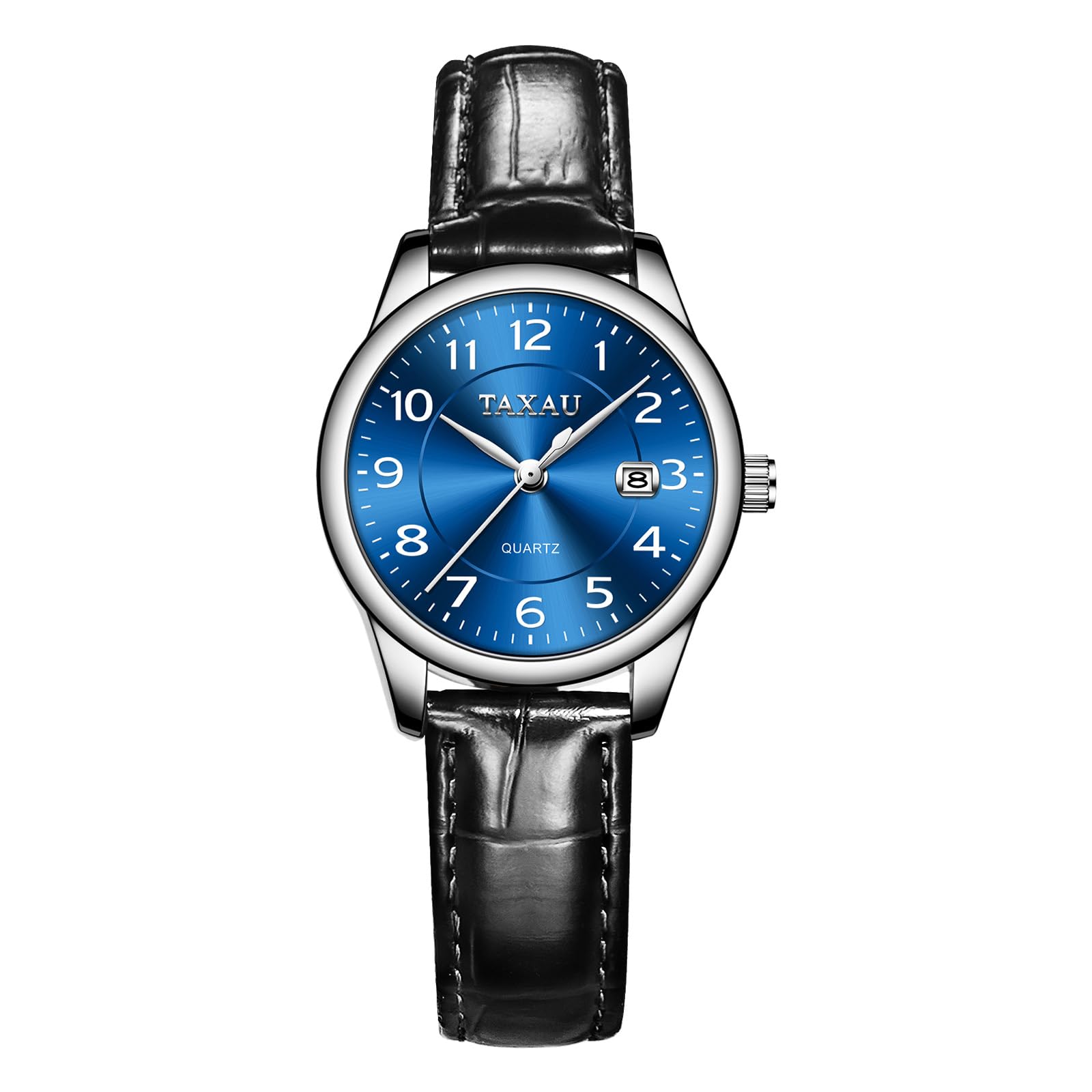 Taxau Damenuhr Analoge Quarzuhr mit Lederarmband - Klassische Business-Armbanduhr - Damenuhr mit Datum Wasserdicht - Lederuhr für Damen
