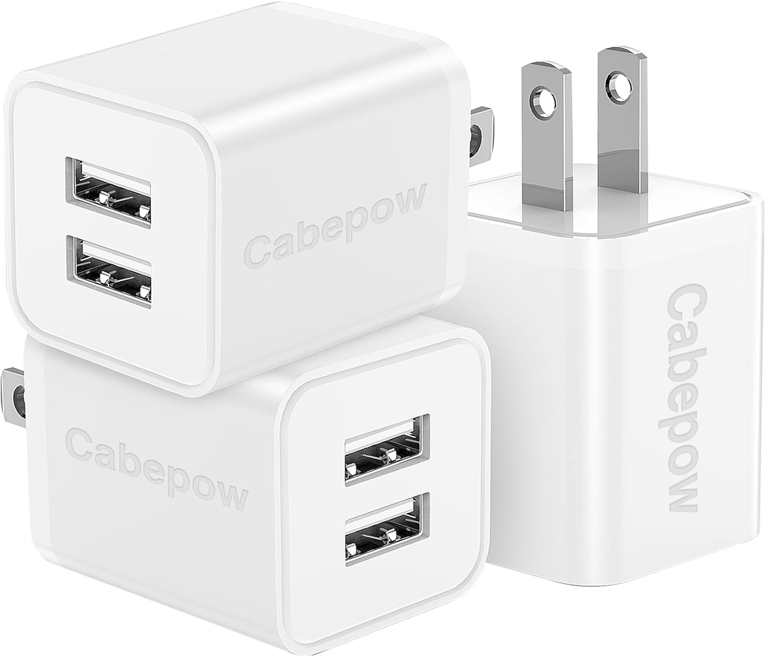 USB Charger Block 5V 2.4A,Cabepow Dual A Port Charging Blocks,USB Wall Charger Plug Power Adapter Cube for Apple iPhone 16 15 14 13 12 11 Pro Max/Pro/XR/8/7/6/Plus/X,Android-ETL Certified