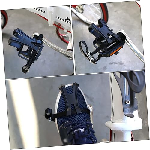 Miniatura 2 de BESPORTBLE Correa para pedal de bicicleta, clip de nailon para el dedo del pie para carretera montaña negro agujero reflectante ajuste pedales