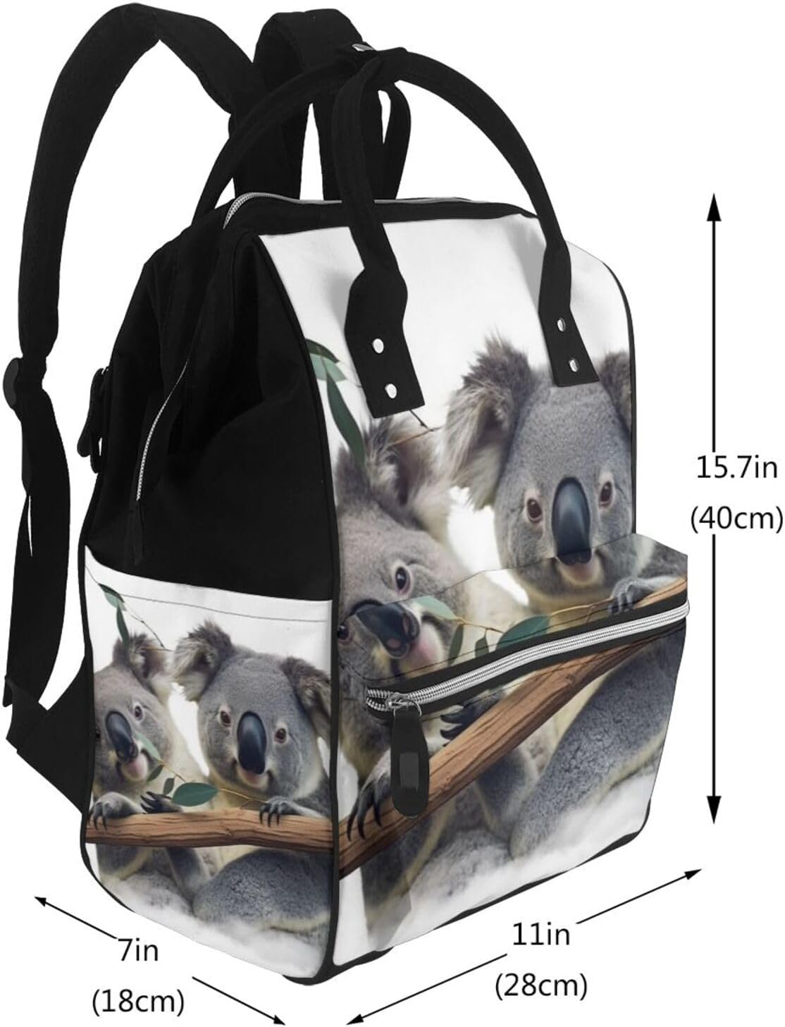 Funny Koalas Diaper Bag with Changing Pad, Pacifier Holder - Multifunction Travel Nappy Bags Large Capacity Laptop Backpack Waterproof Mommy Bag Casual Daypack for Mom image 2