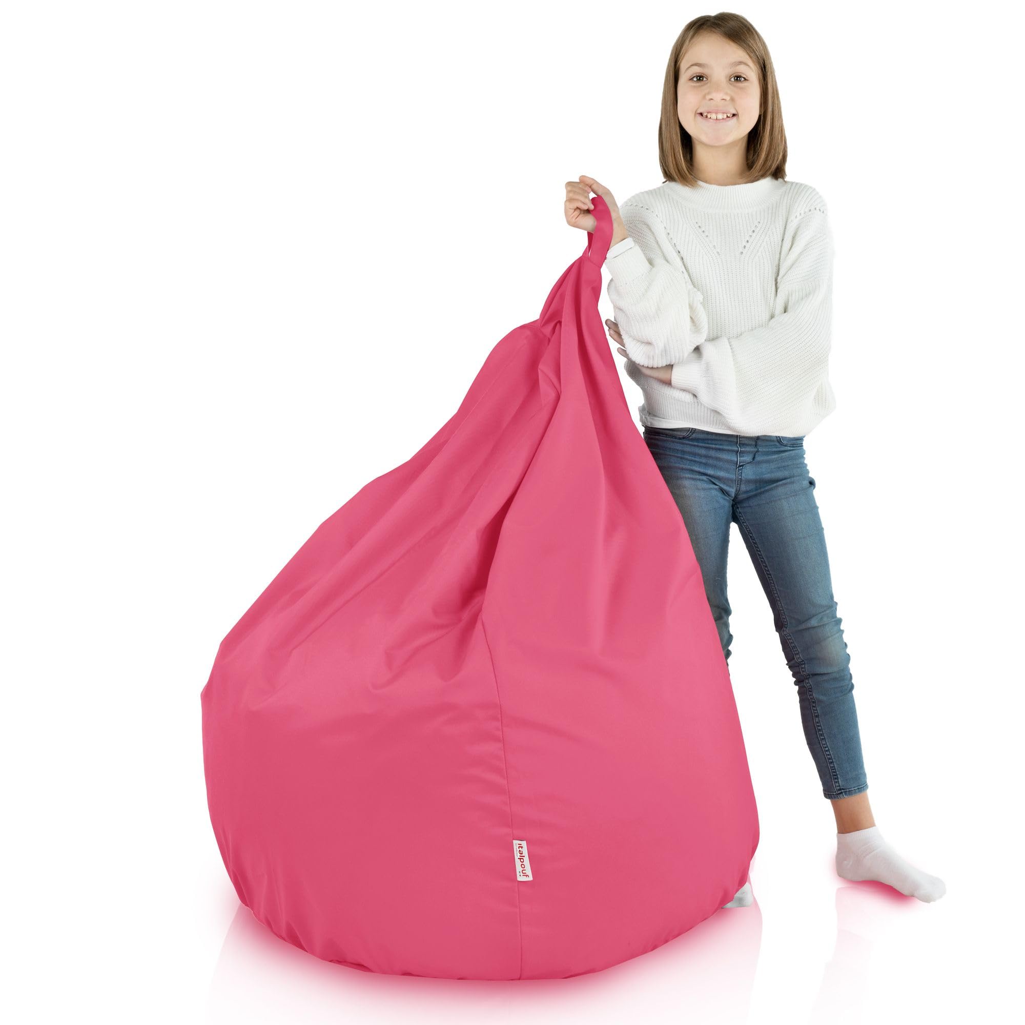 Sitzsack XL, Riesensitzsack, Sitzkissen, Indoor & Outdoor, Sitzsack Sessel für Kinder und Erwachsene, EPS Perlen Füllung, Abnehmbarer Bezug, Wasserdicht, Zertifiziert, Rosa