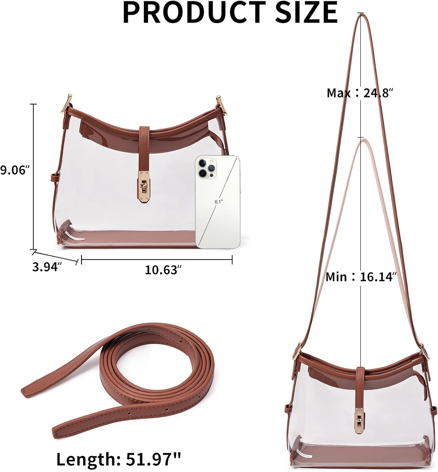 FALAN MULE Clear Bag for Stadium Events,Small Crossbody Bag for Women Shoulder Purse for Concerts Sports