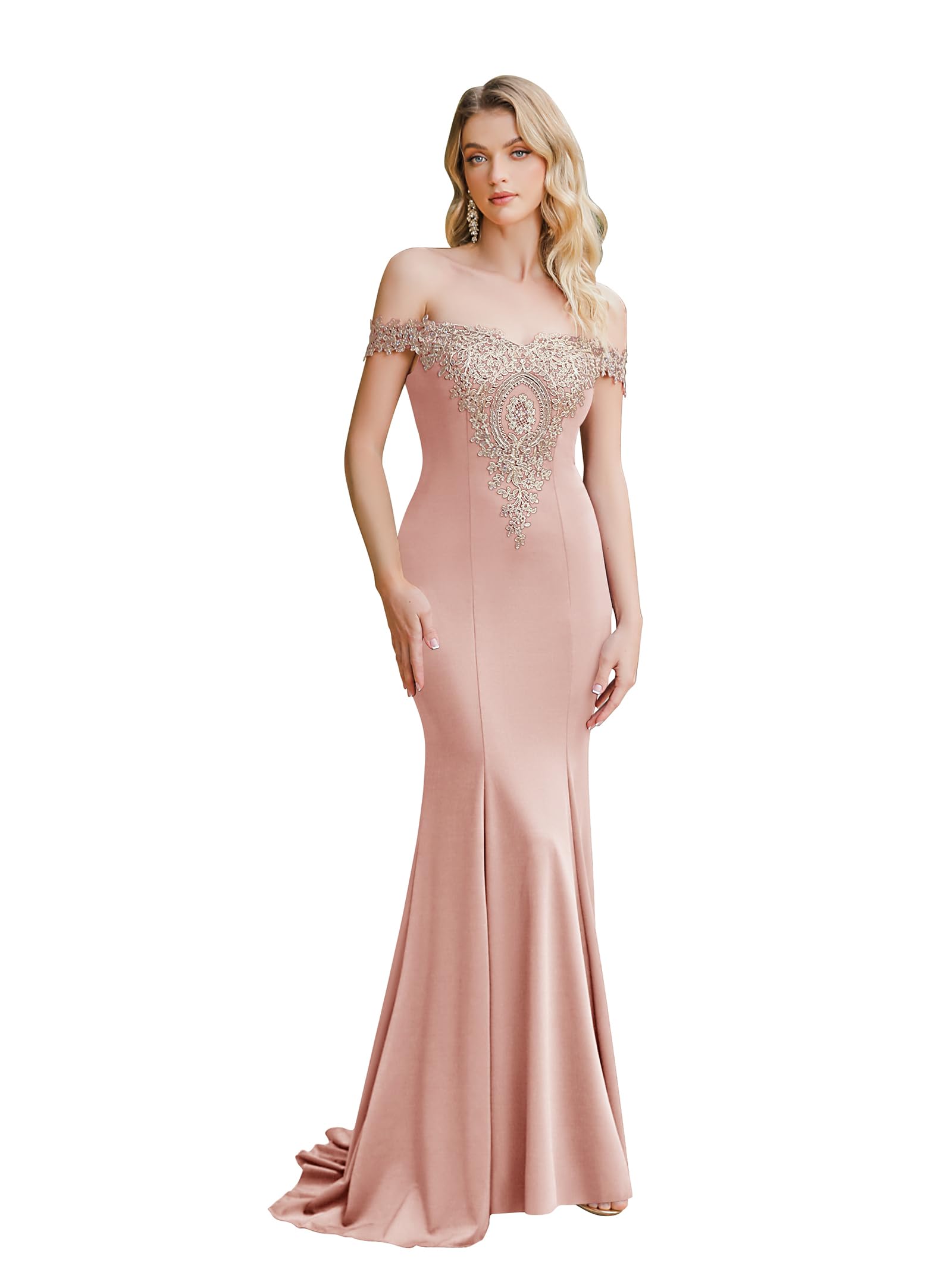 Robe de soirée de mariage sirène dos nu dentelle brodée avec traîne