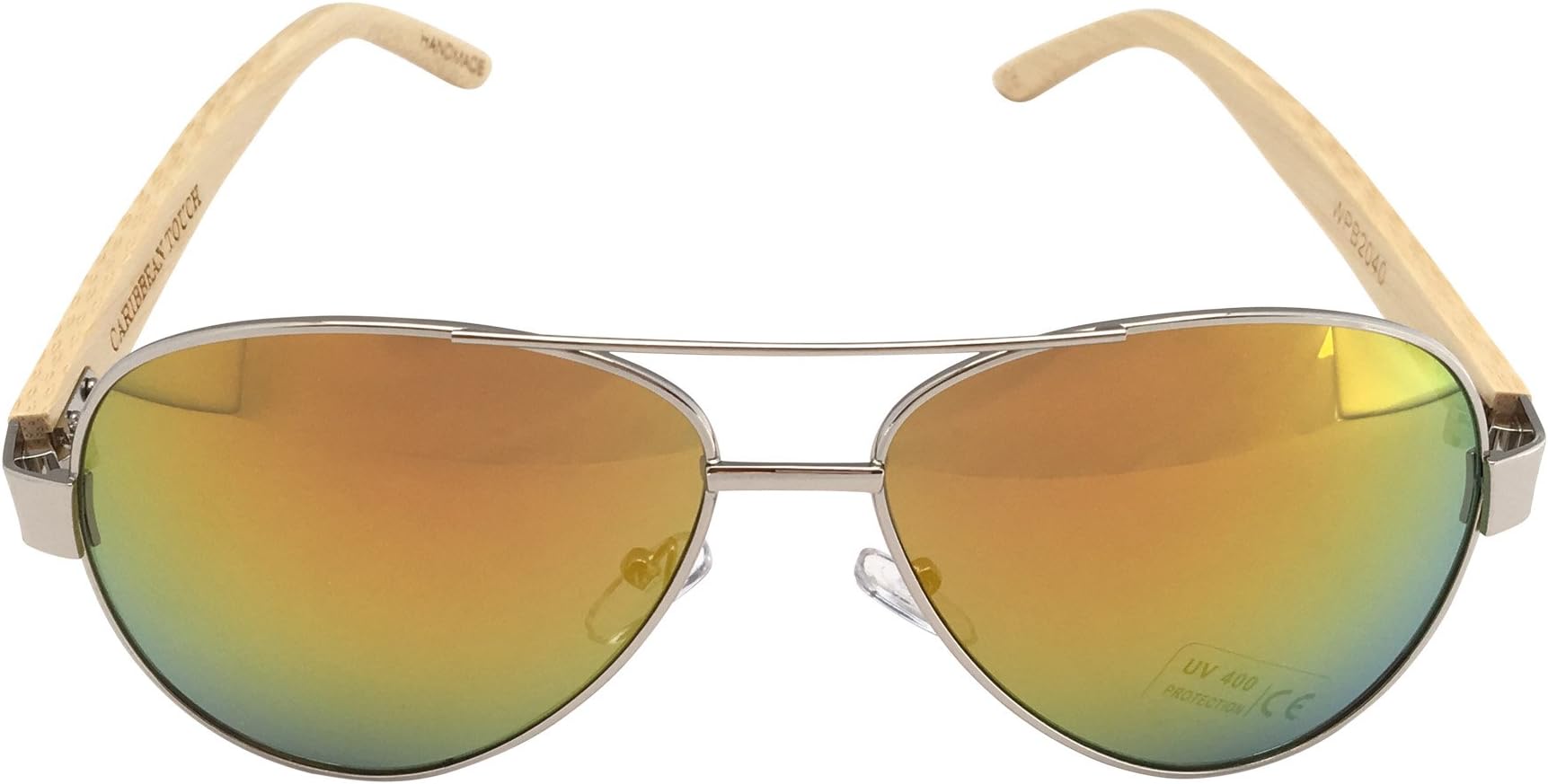 Classic Aviator Sunglasses with Bamboo Temples
