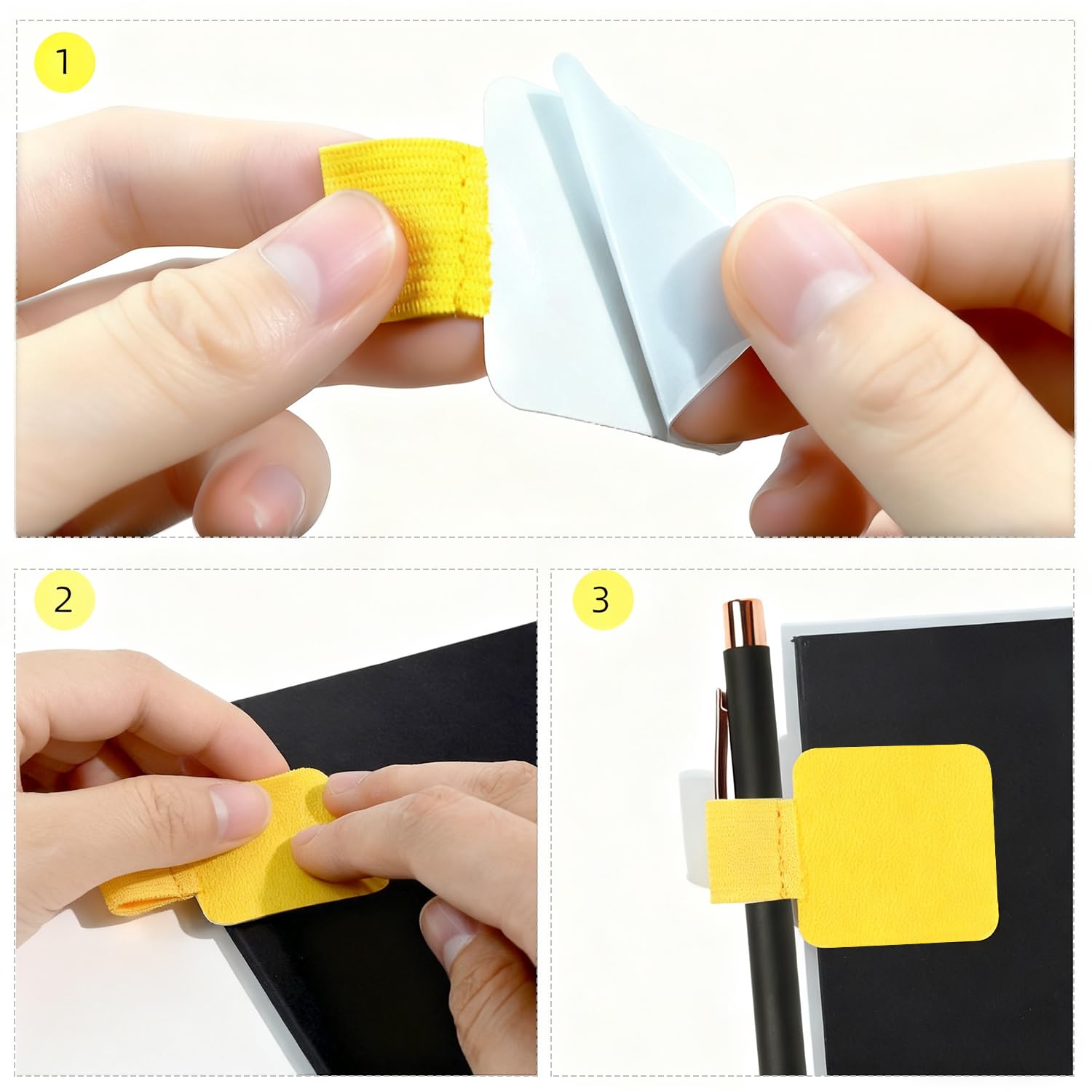 10 Stück selbstklebende Stiftschlaufen-Halter für Notizbücher, Tagebücher und Planer, elastischer Stifthalter für Stifte, Apple Pencil, Stylus (10 Farben)