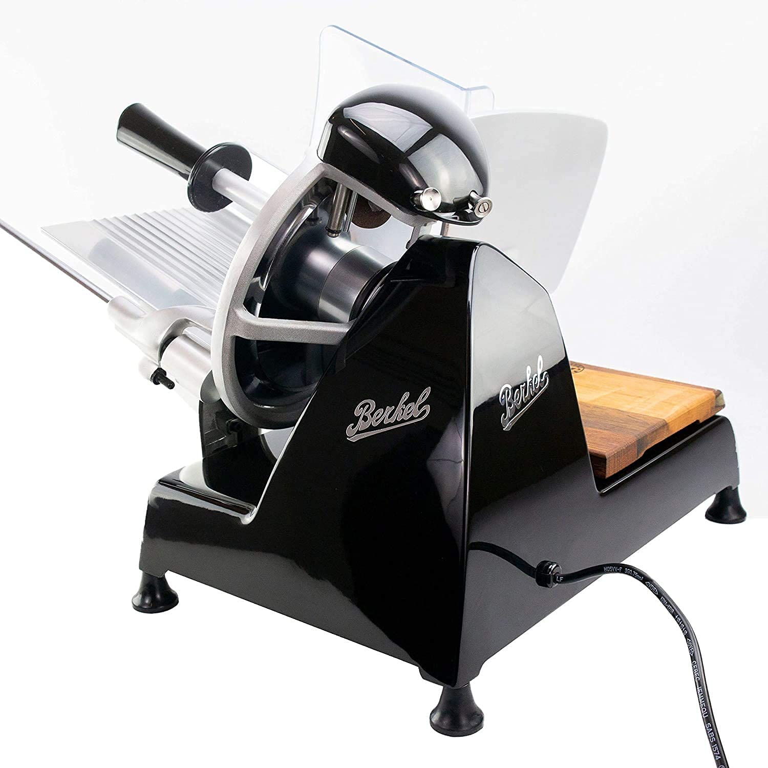 Palatina Werkstatt ® Berkel Red Line 250 - Trancheuse professionnelle - Modèle 2022 - Noir - Avec ponceuse intégrée - Planche en bois de fût fabriquée à la main
