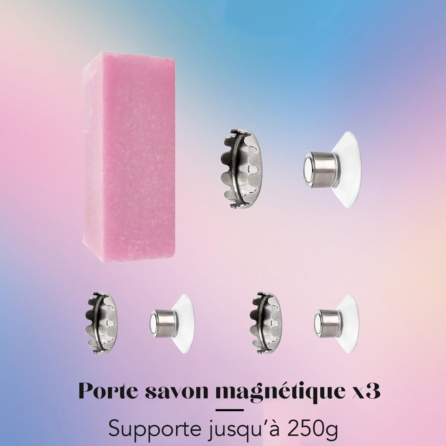 Lot de 3 Porte-Savons Magnétiques à Ventouse Acier Inoxydable Support Mural sans Perçage
